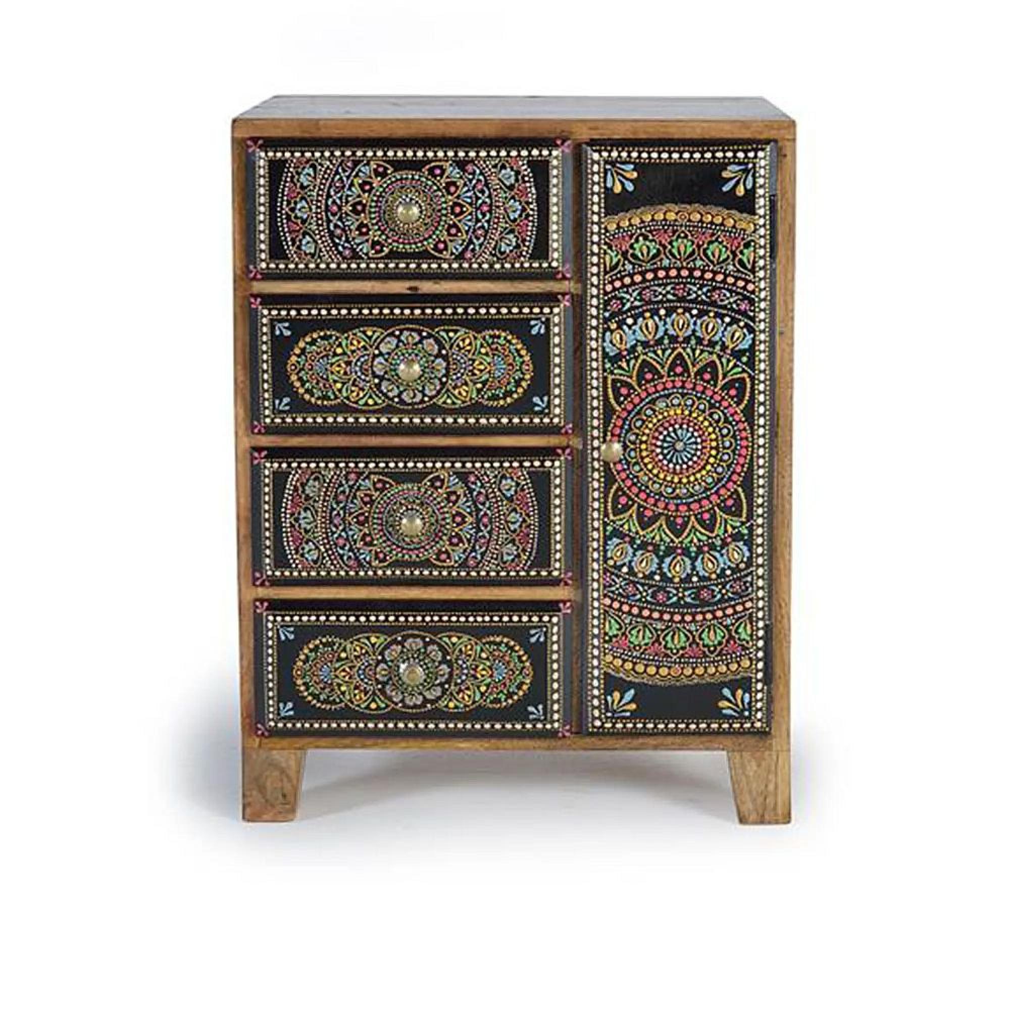 Galach Cabinet - Black Mango Wood - Painted - 4 Drawer