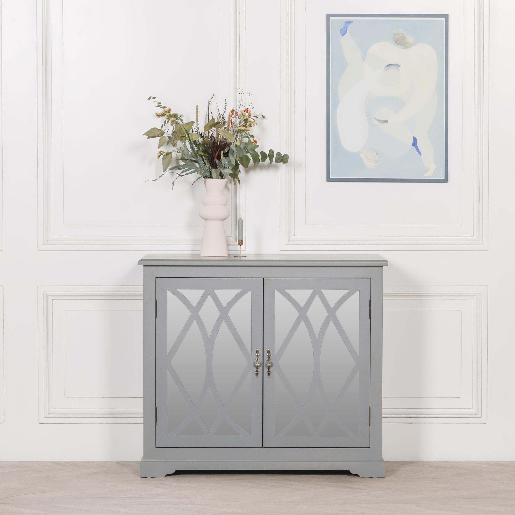 Grey Mirrored Cupboard - 2 Door