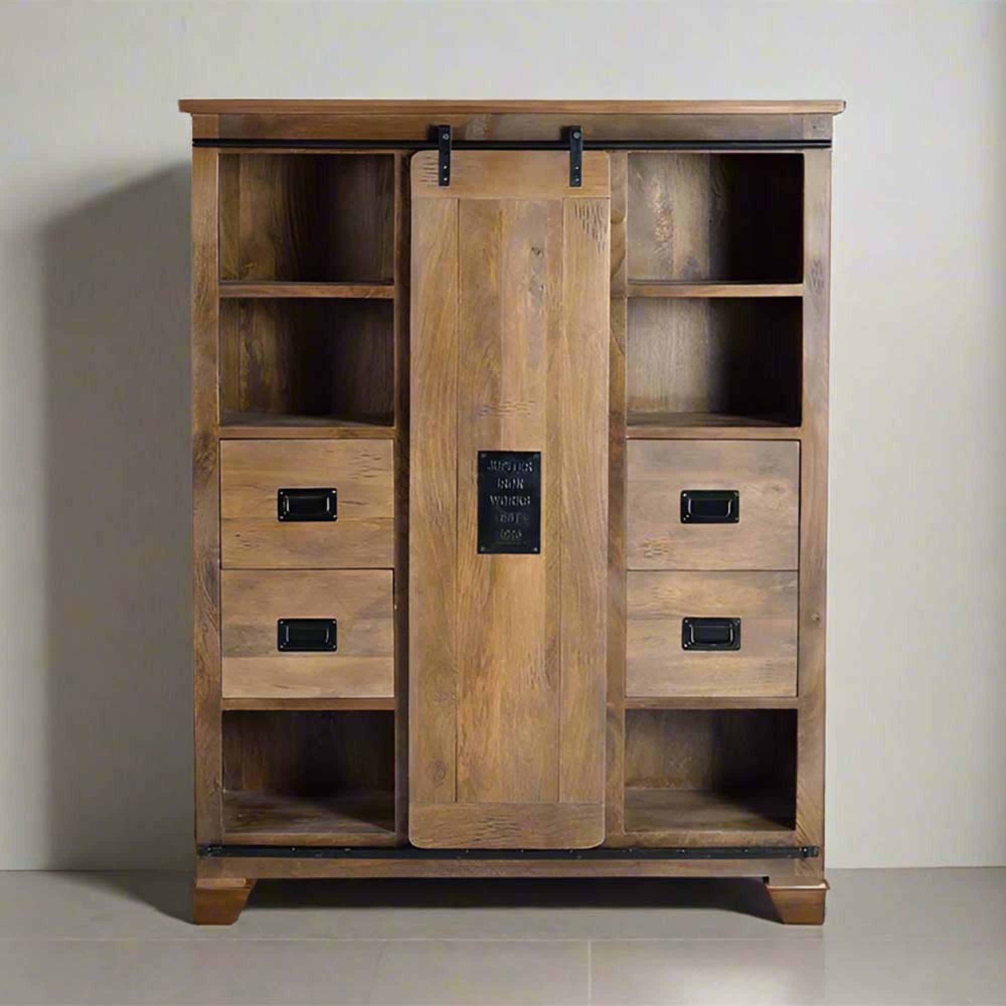 Iron Works Cabinet - Mango Wood - 1 Door