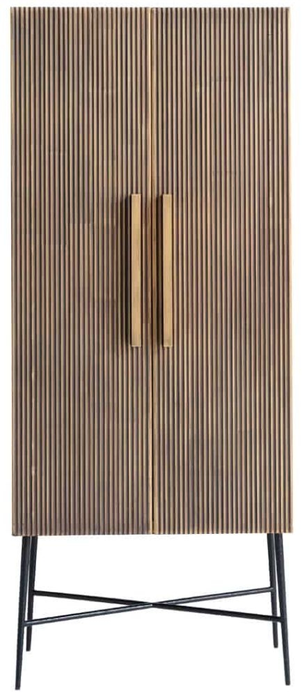 Ironville Brass Ribbed 2 Door Tall Cupboard