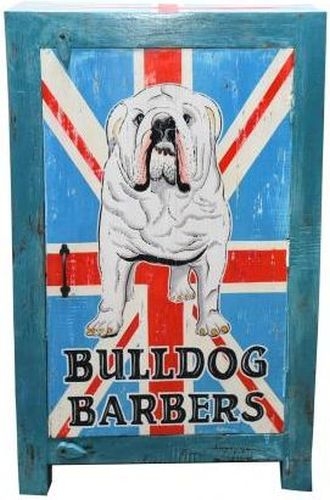Kufri Cabinet - 1 Door - Narrow - British Bulldog - Hand Painted