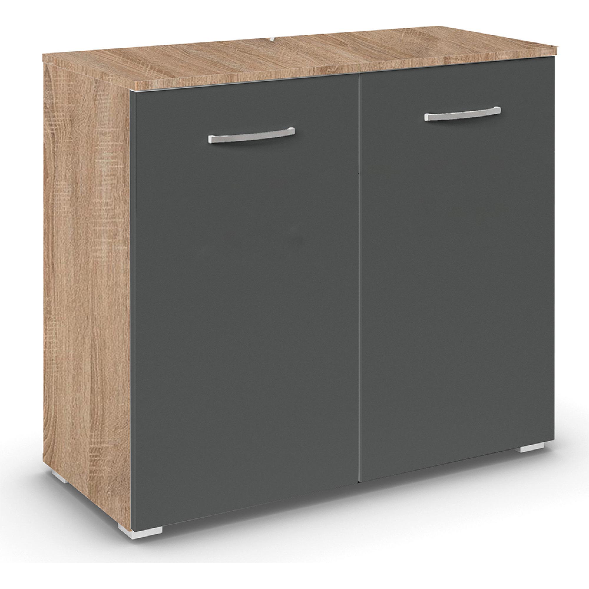 Aditio Cupboard - 2 Door - Sonoma Oak & Metallic Dark Grey