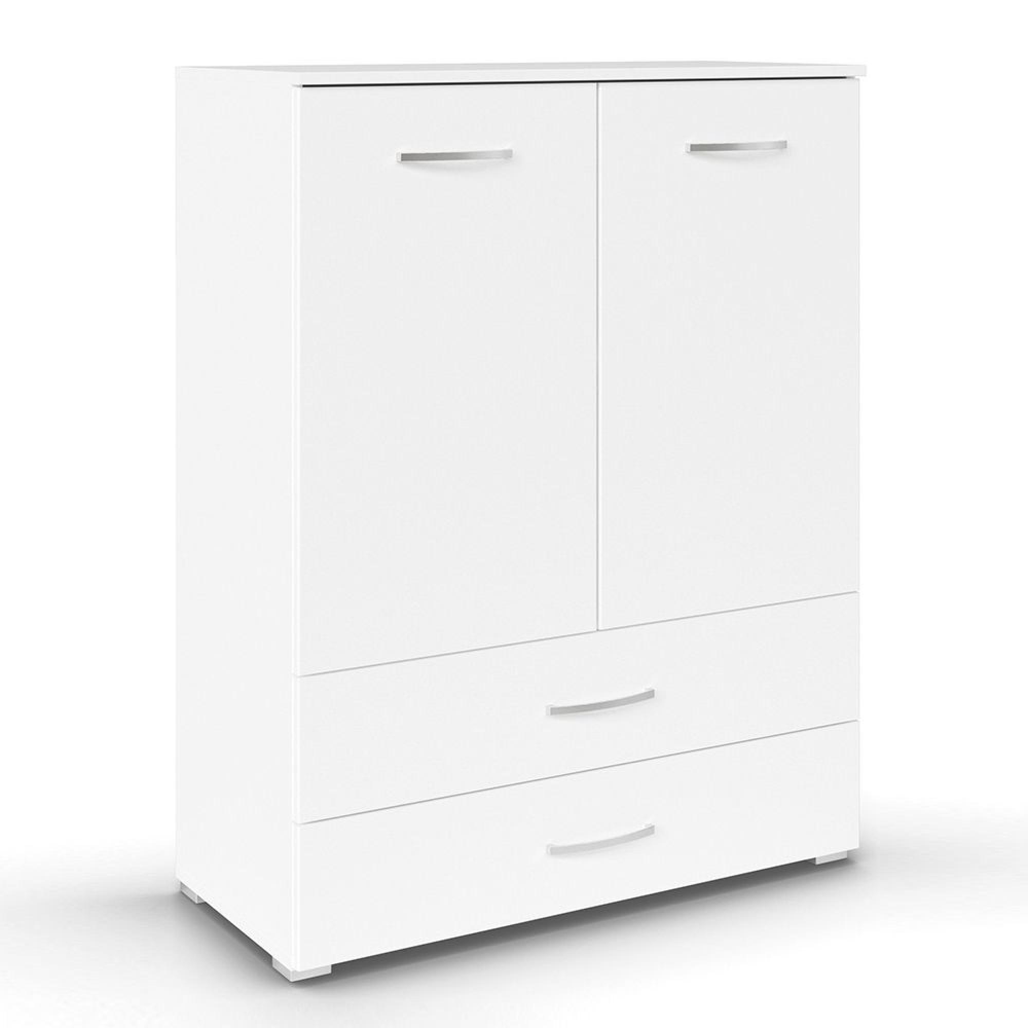 Aditio Cupboard - 2 Door - 2 Bottom Drawer - Alpine White