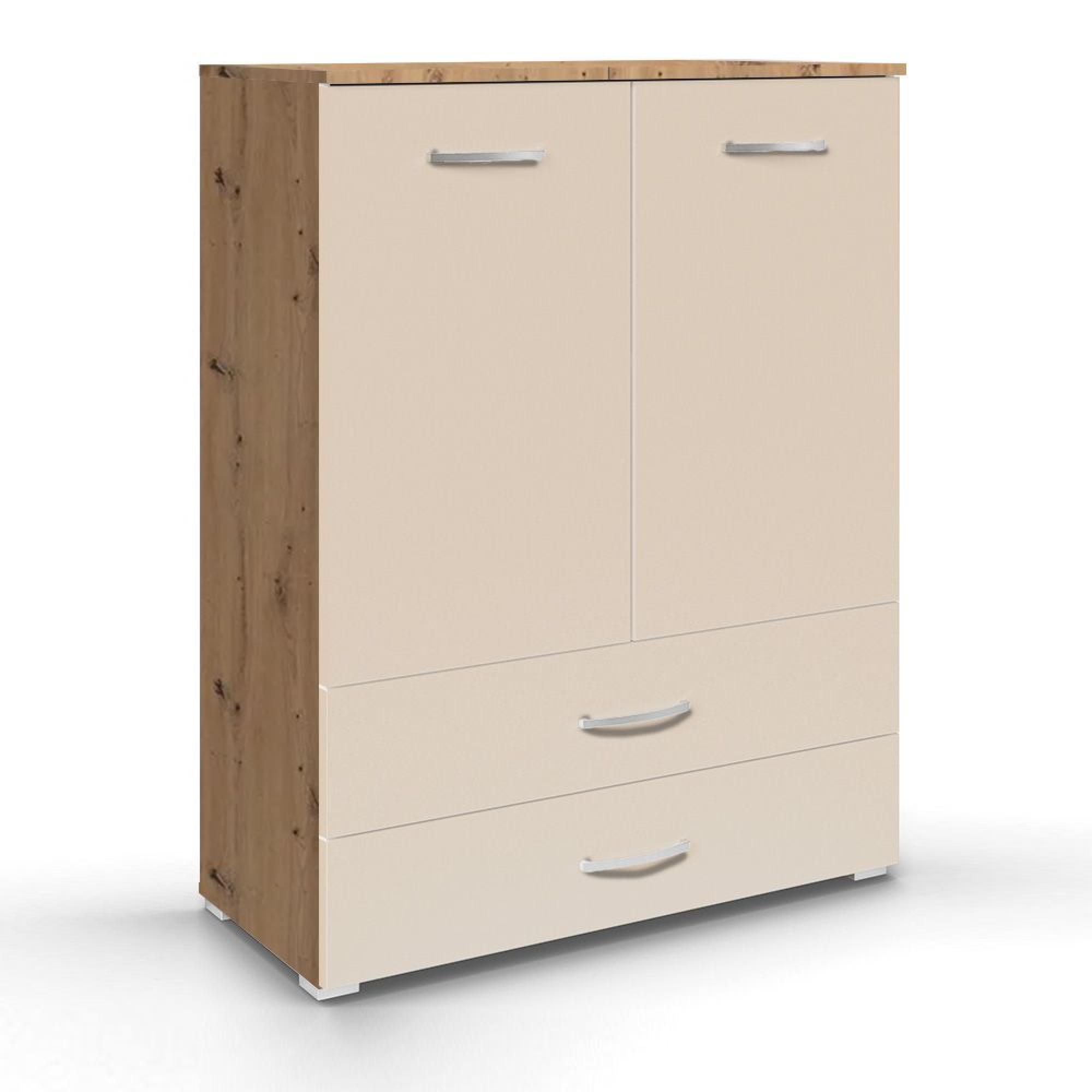 Aditio Cupboard - 2 Door - 2 Bottom Drawer - Artisan Oak & Champagne