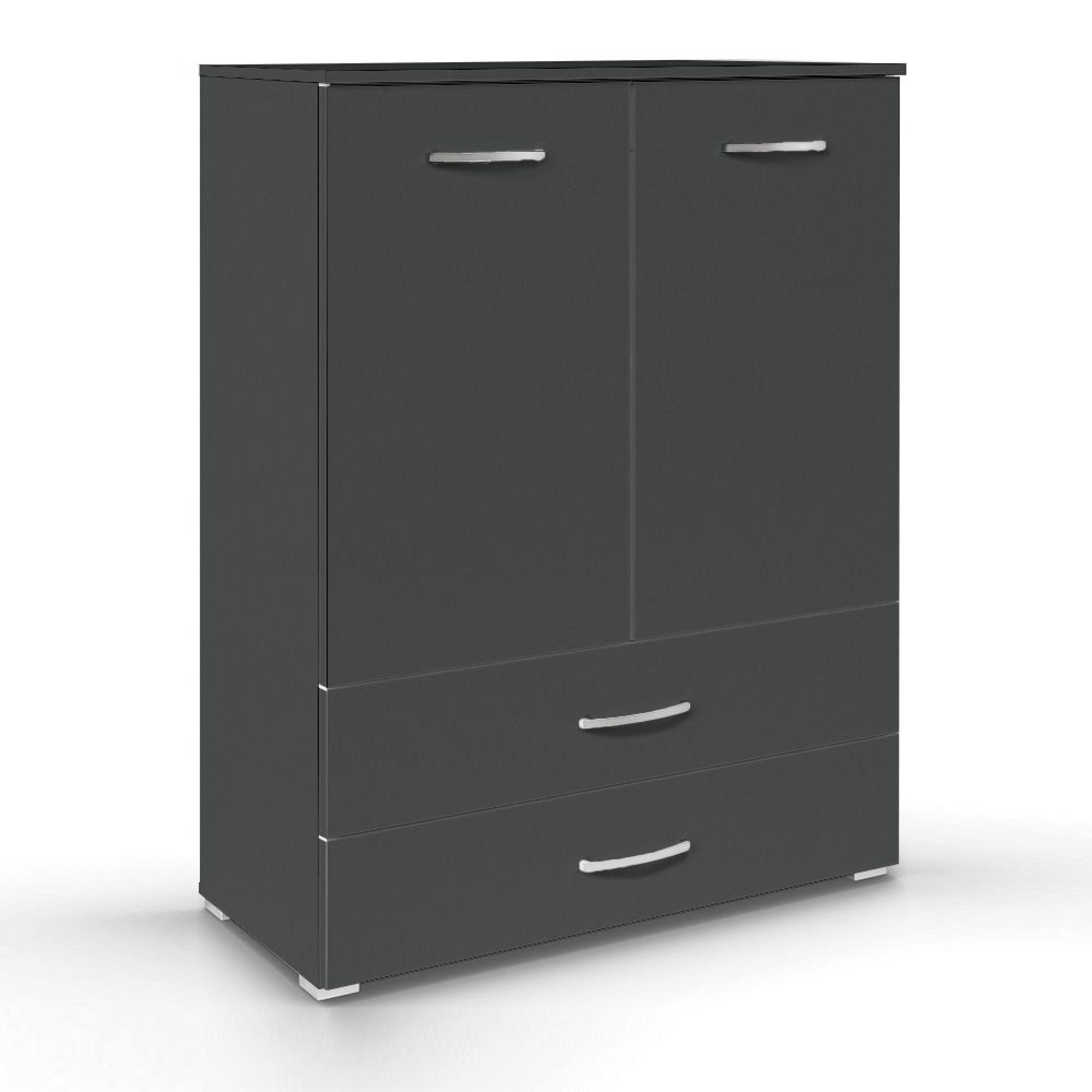 Aditio Cupboard - 2 Door - 2 Bottom Drawer - Metallic Dark Grey