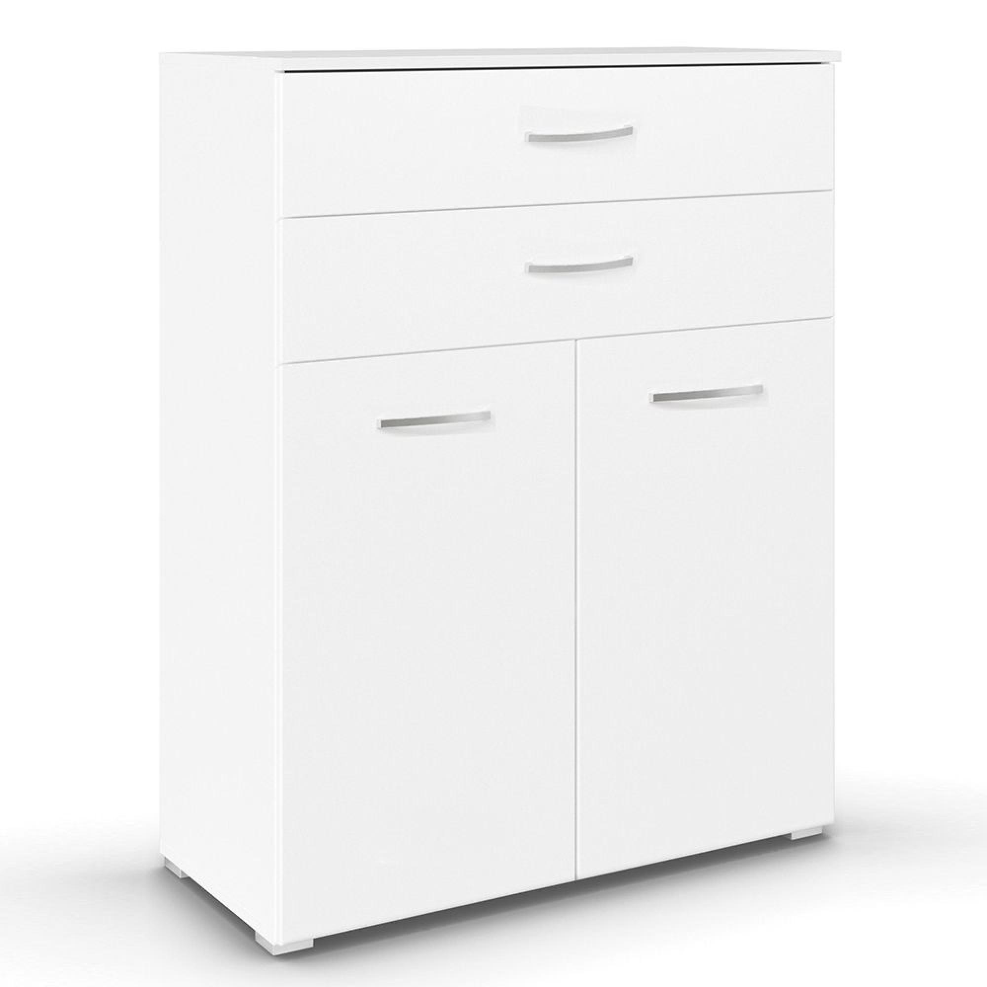 Aditio Cupboard - 2 Door  with 2 Top Drawer - Alpine White