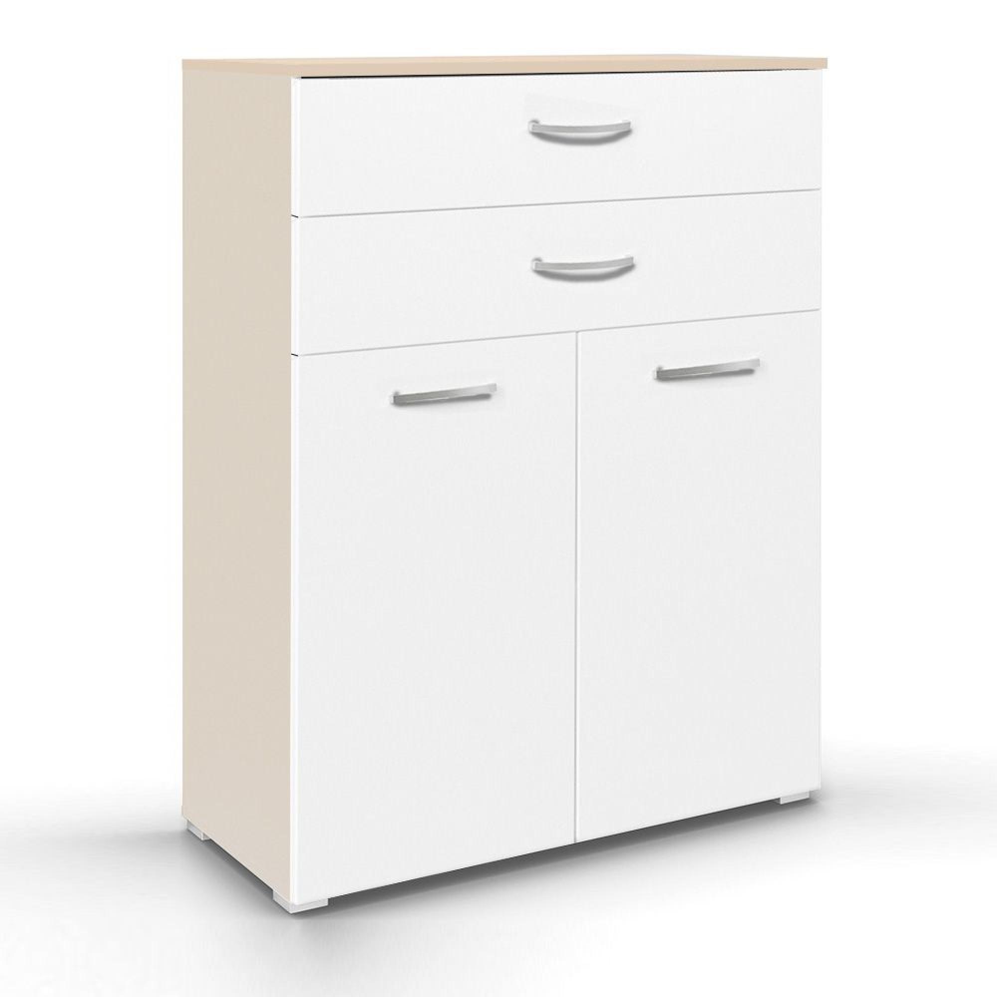 Aditio Cupboard - 2 Door  with 2 Top Drawer - Champagne & Alpine White