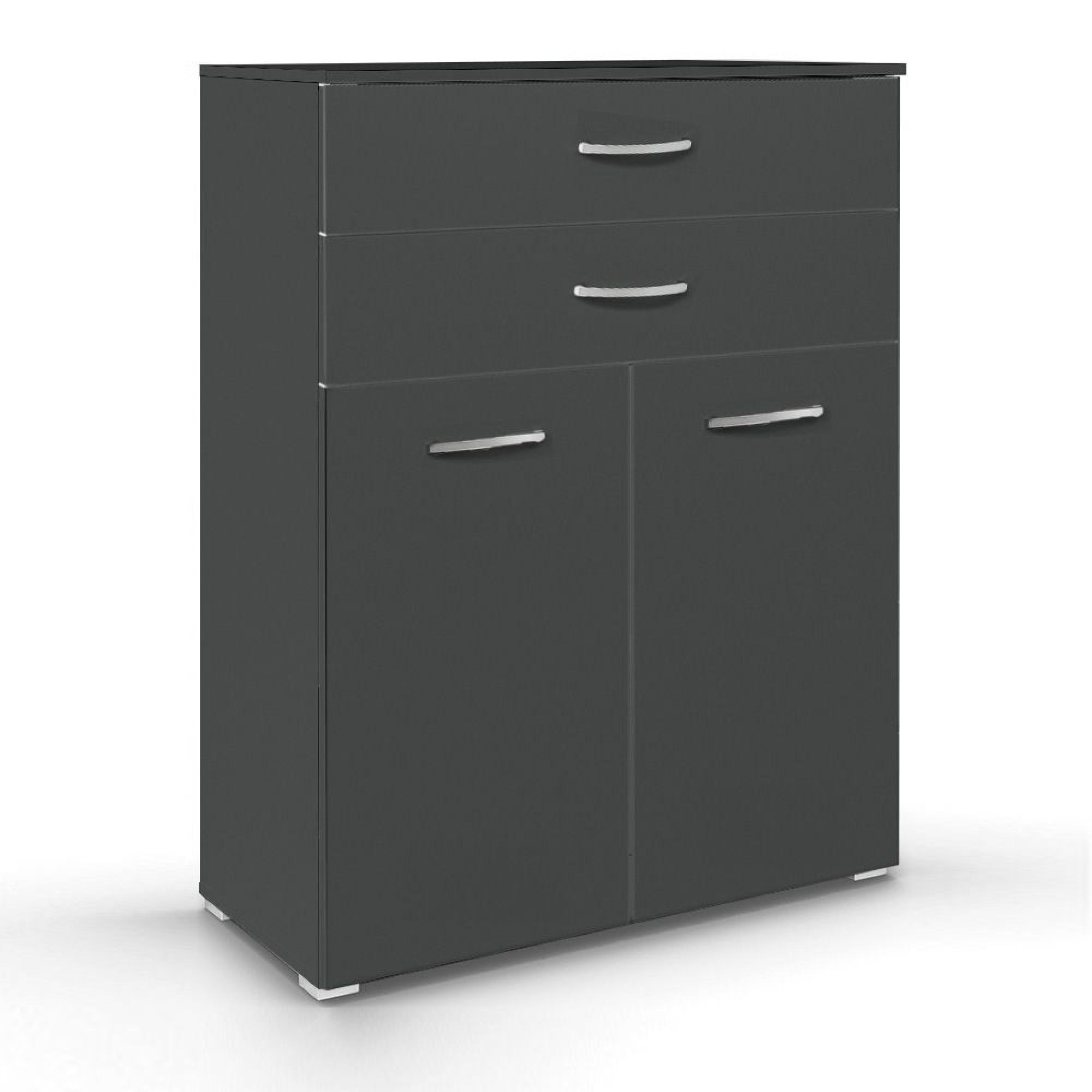 Aditio Cupboard - 2 Door  with 2 Top Drawer - Metallic Dark Grey