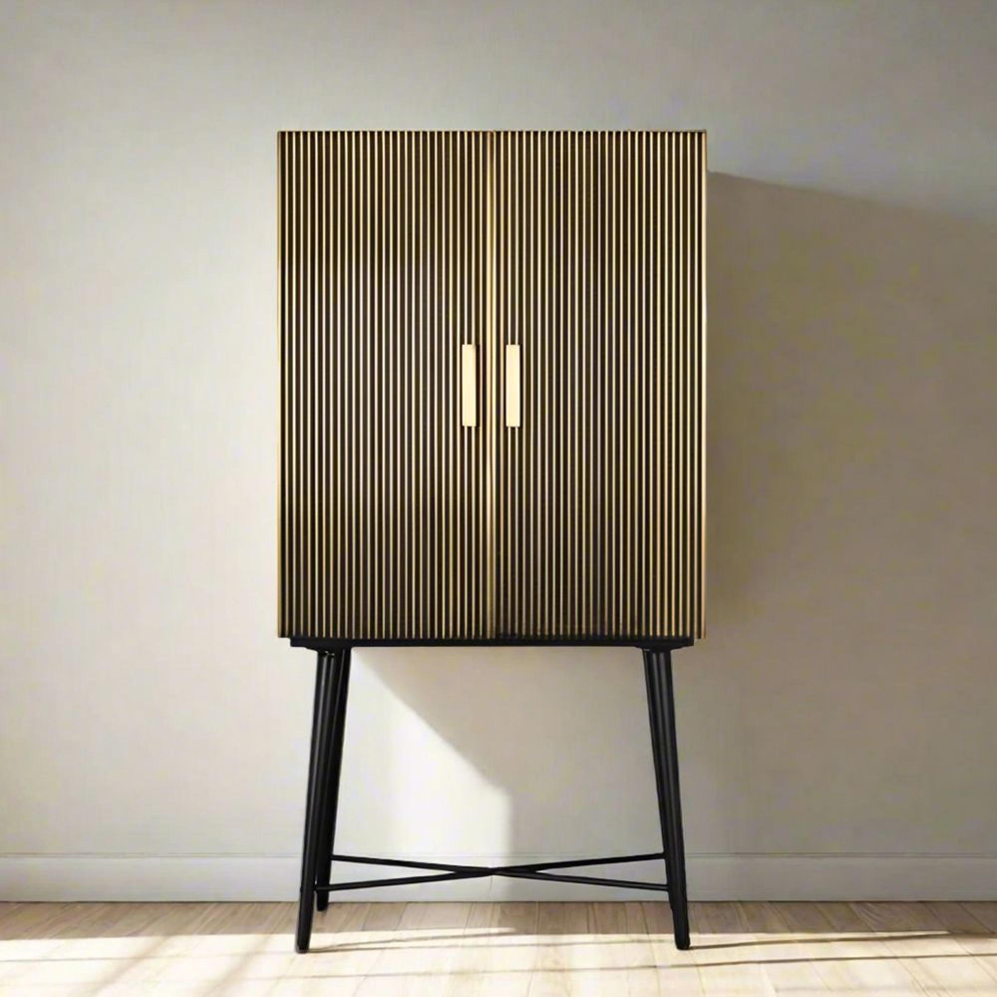 Stephen Cupboard - Ribbed Brass - 2 Door