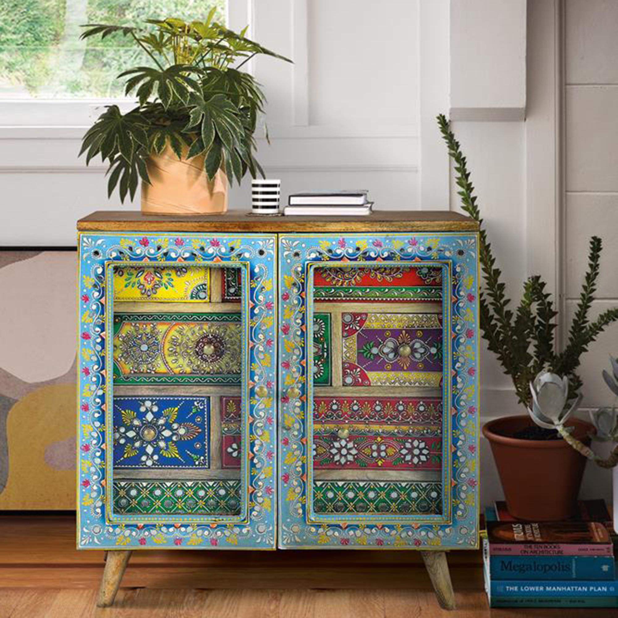 Timberon Hall Cabinet - Mango Wood - Painted - 2 Door
