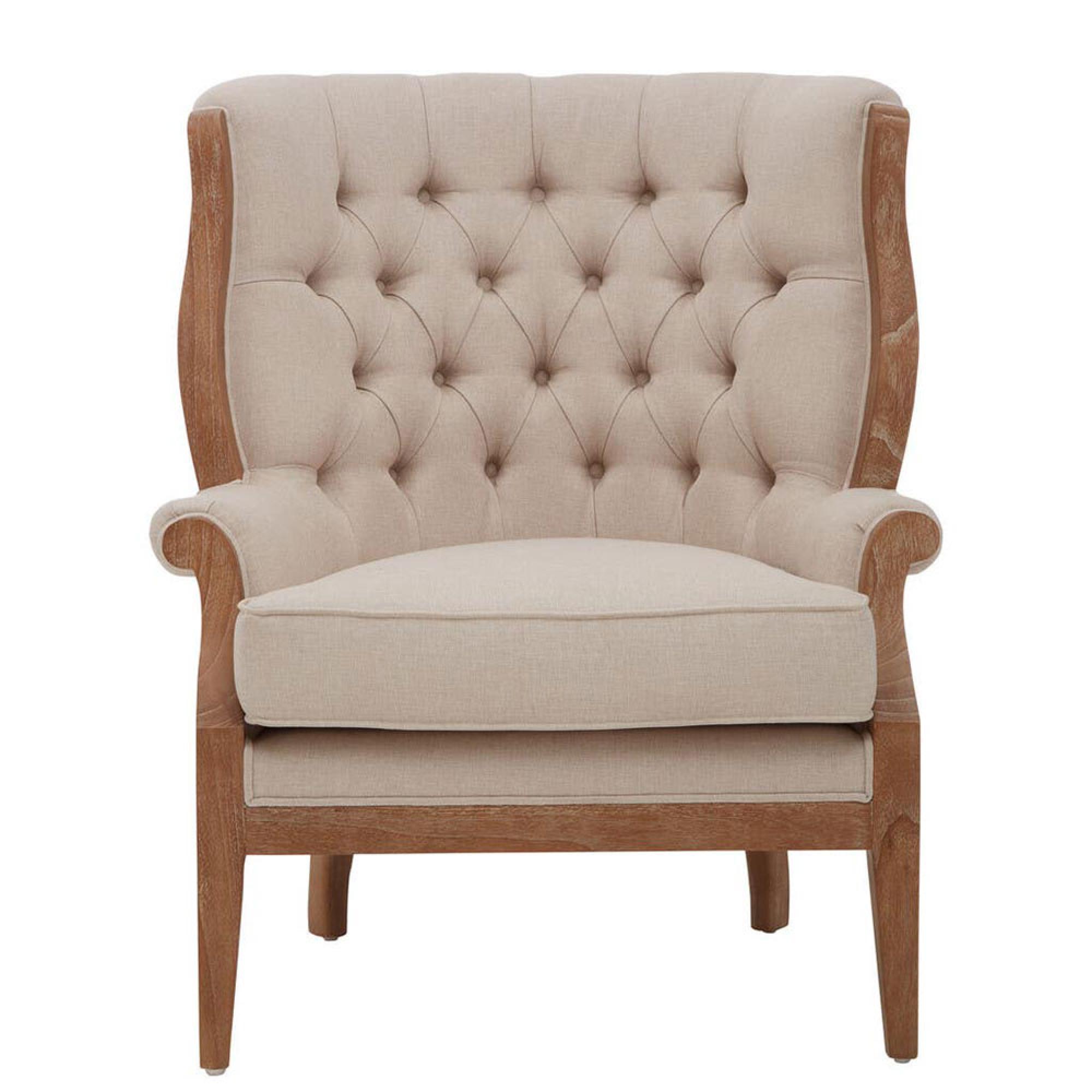 Cabra Armchair - Cream Fabric with Mahogany Wood