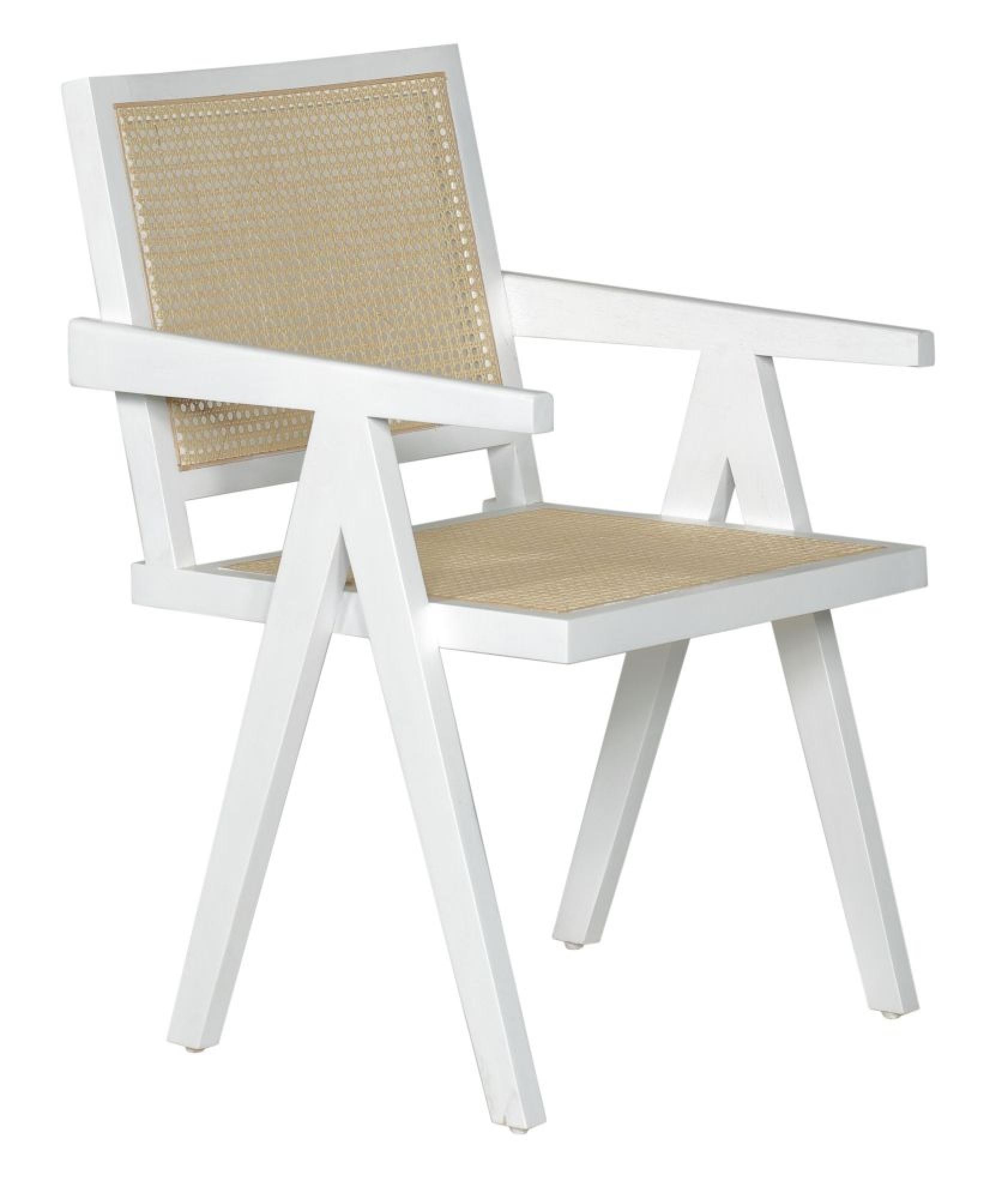Clearance - Jeanne Armchair - White Wooden Frame - Natural Cane Back