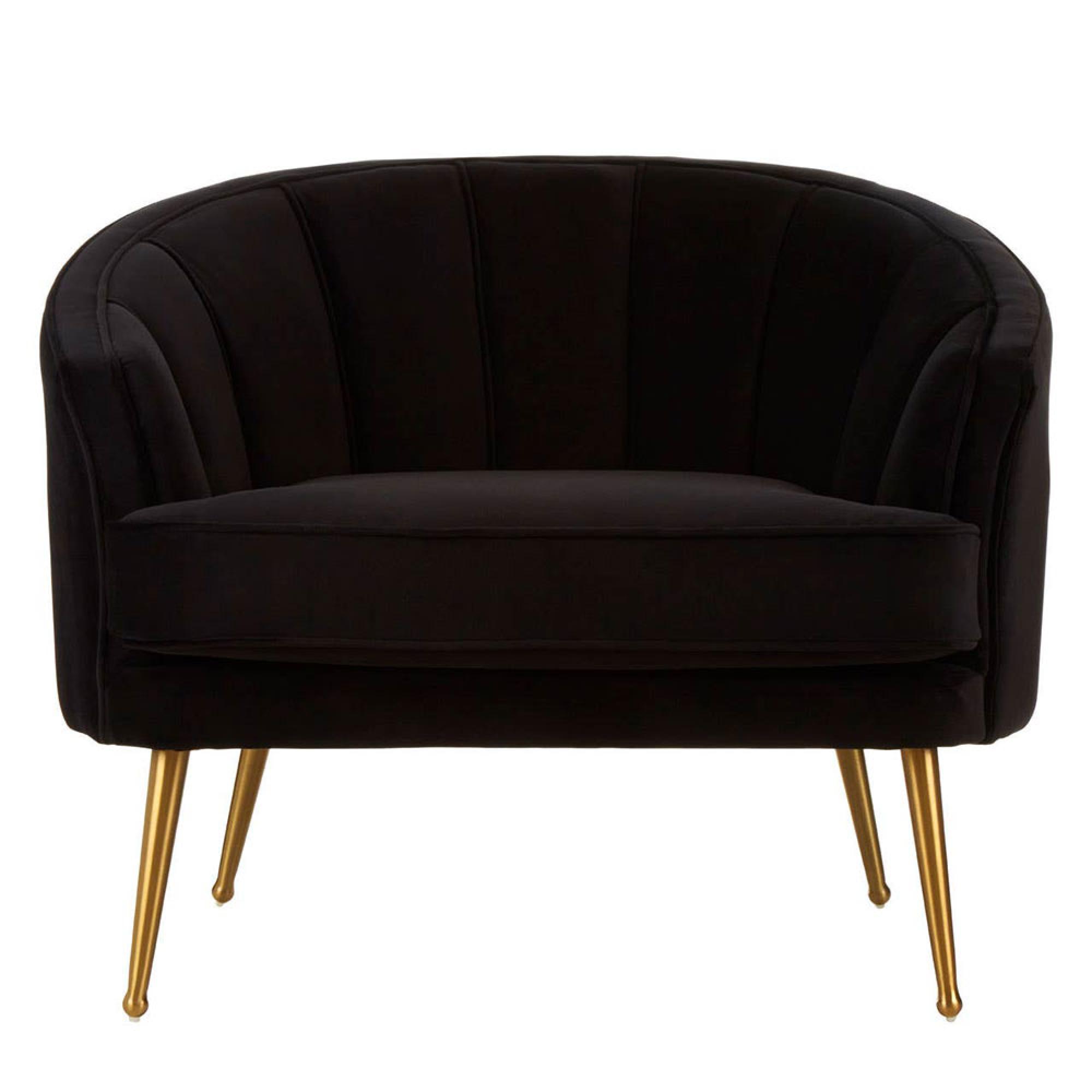 Hendricks Love Chair - Black Velvet Fabric with Gold Legs
