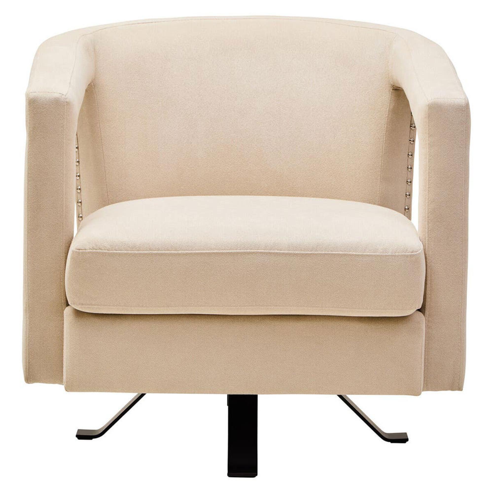 Hestia Armchair - Swivel - Beige Velvet Fabric