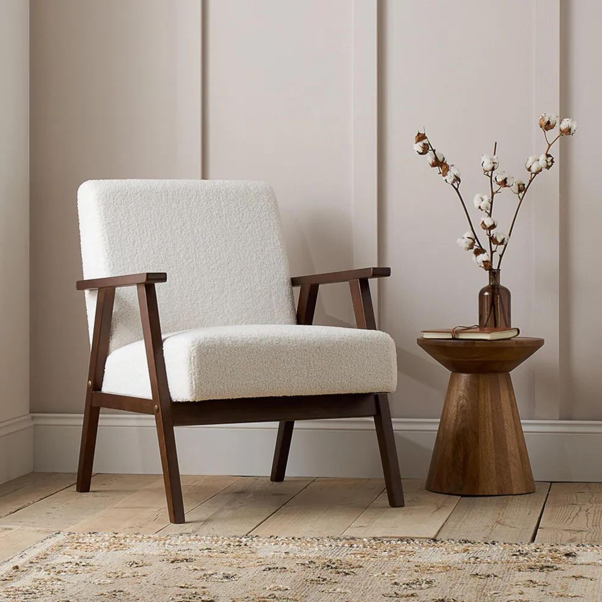 Ellwood Armchair - White Boucle Fabric