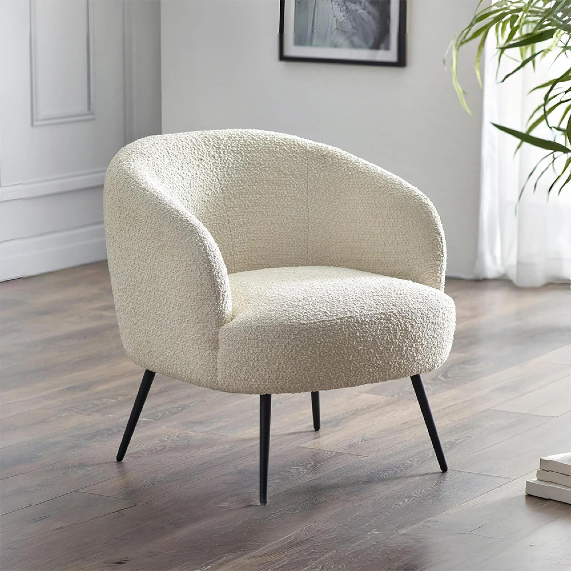 Gigi Accent Chair - Ivory Boucle Fabric