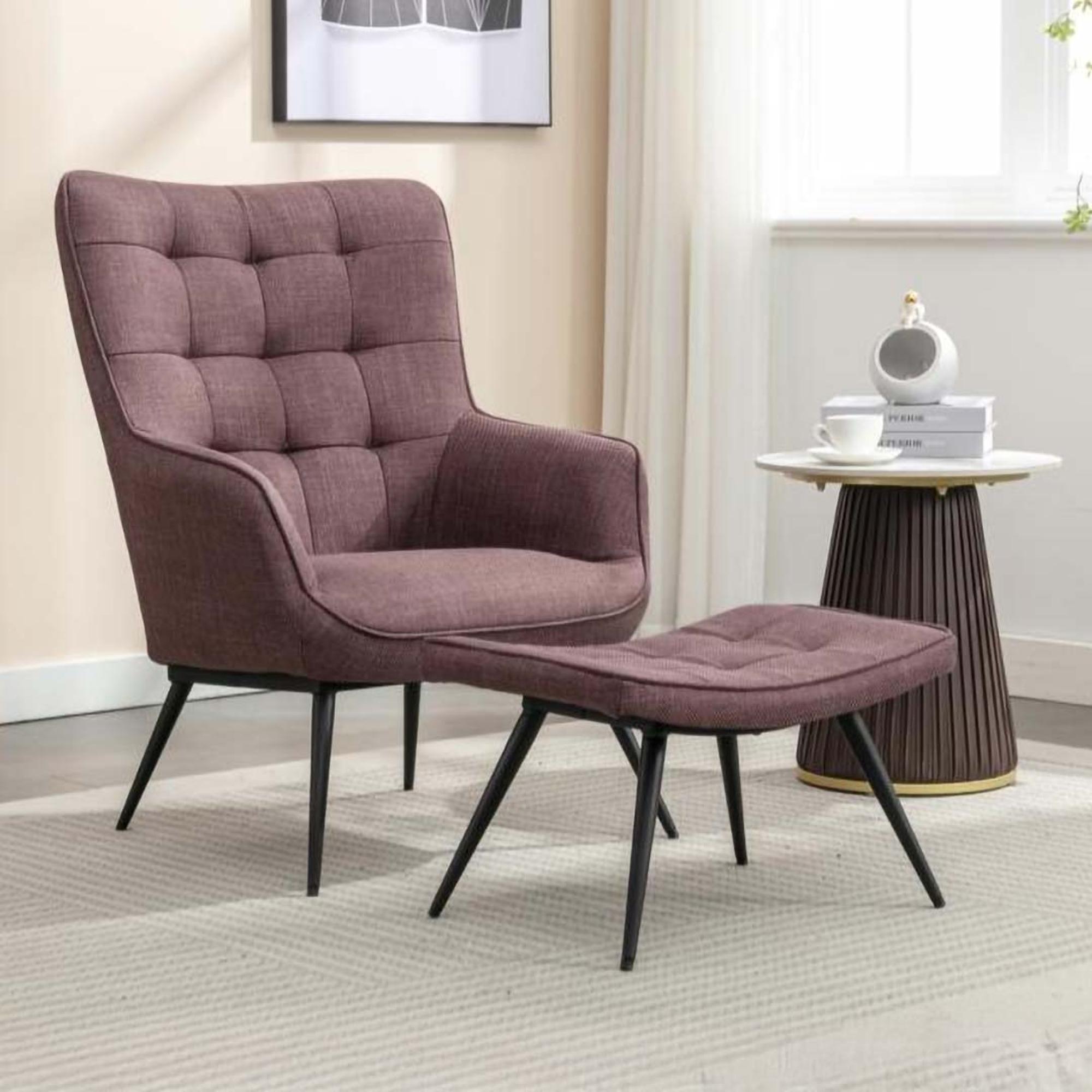 Katelyn Accent Armchair - with Footstool - Mulberry Fabric