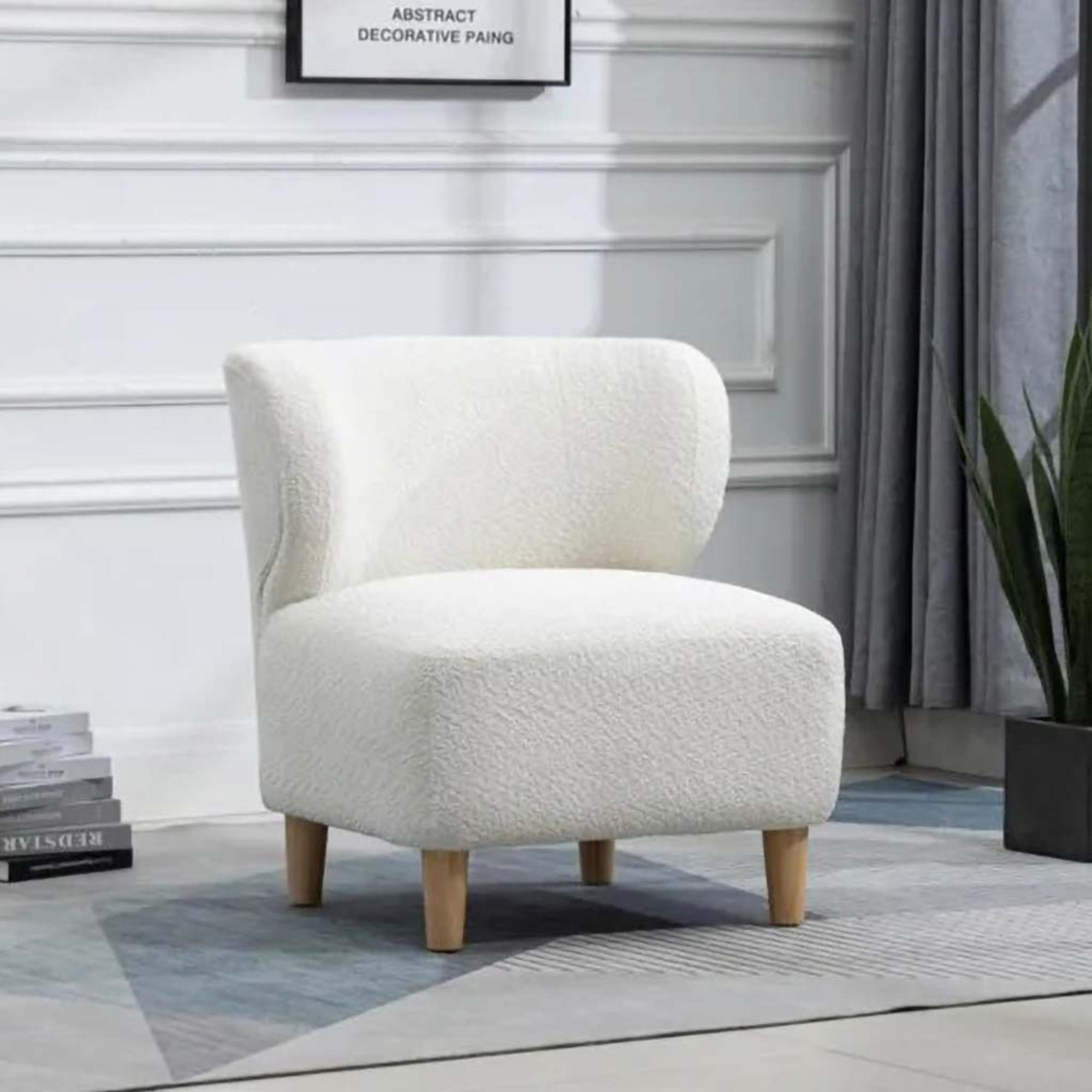 Josie Armless Accent Chair  White Fabric