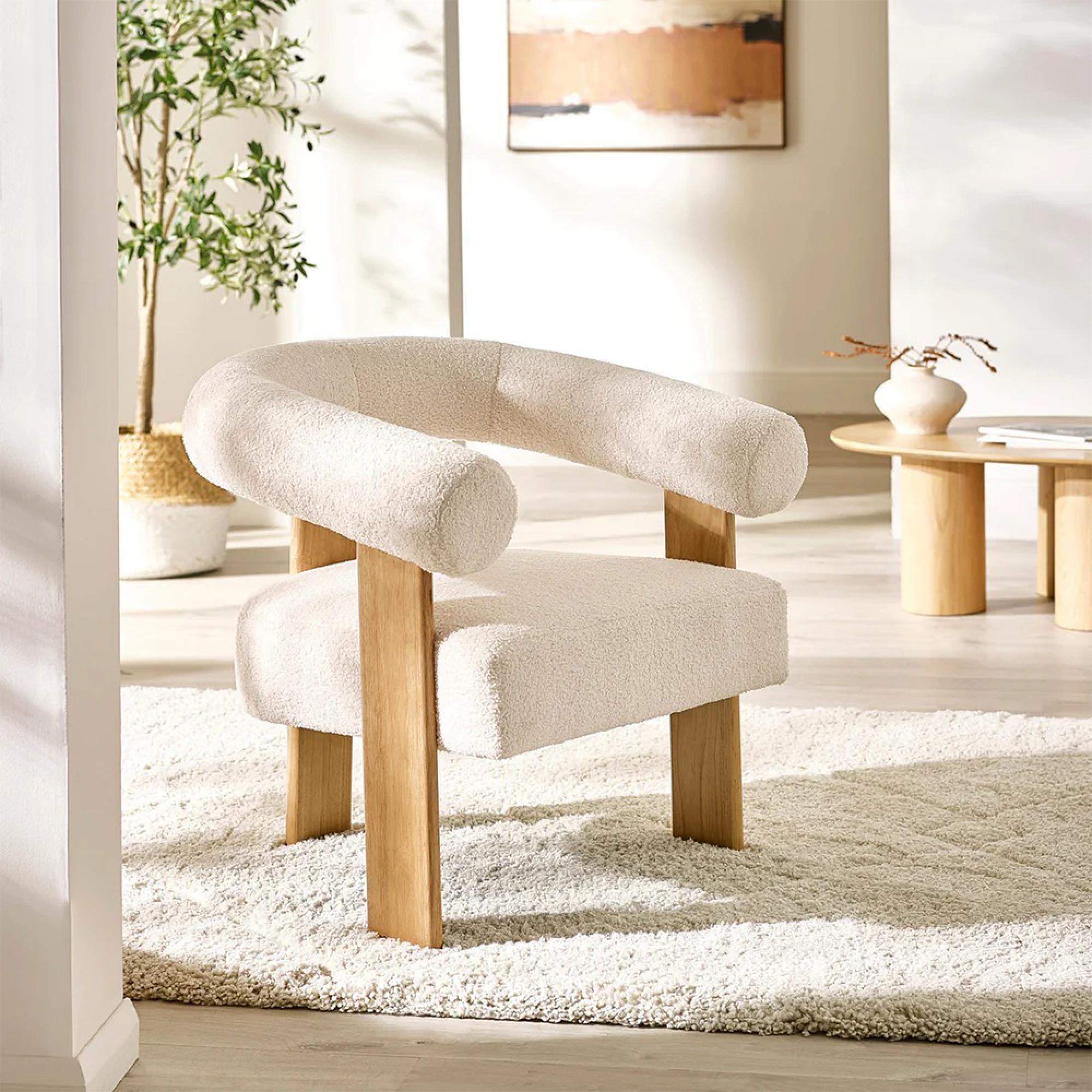 Freya Accent Chair - White Boucle Fabric