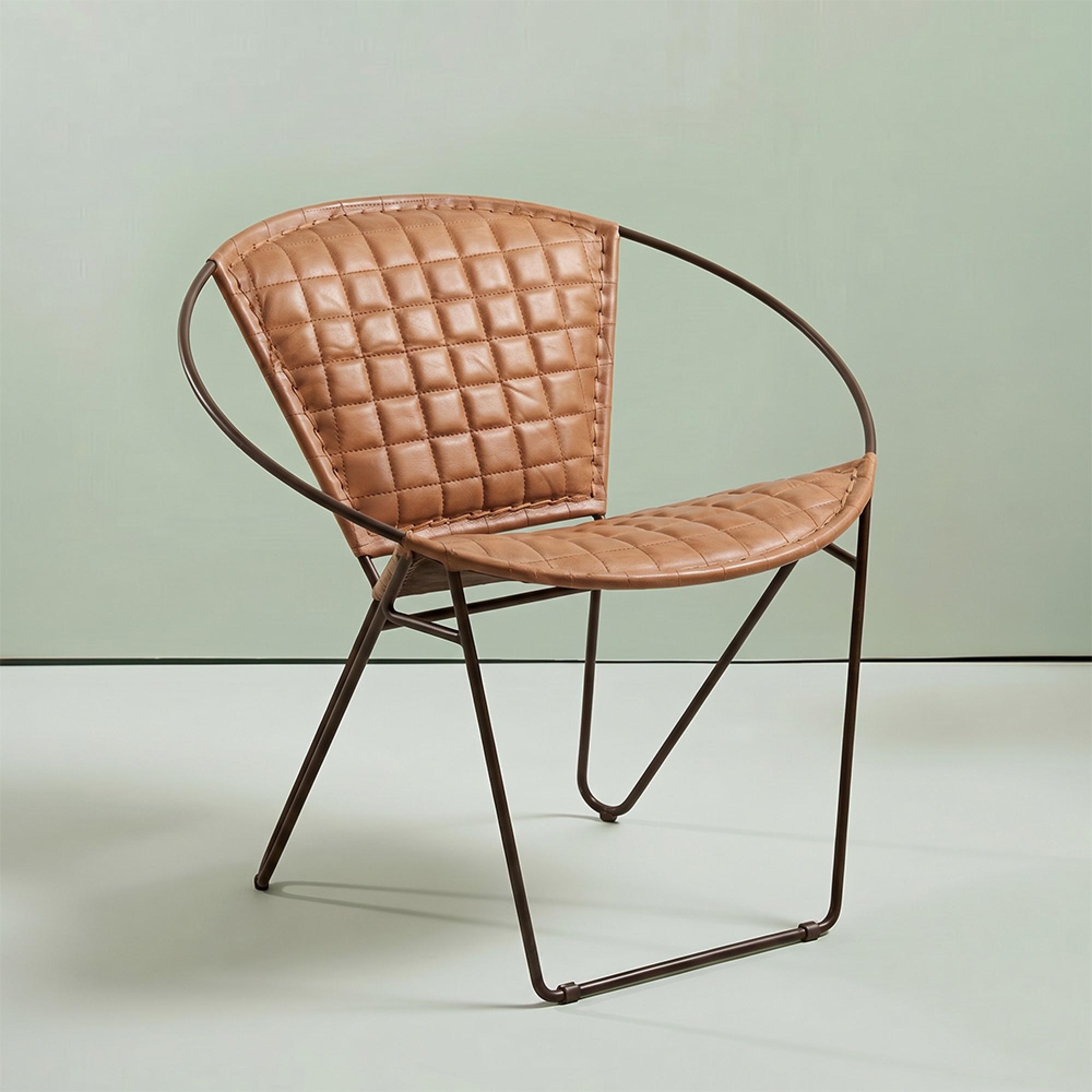 Buffalo Iron Chair - Light Brown - Leather