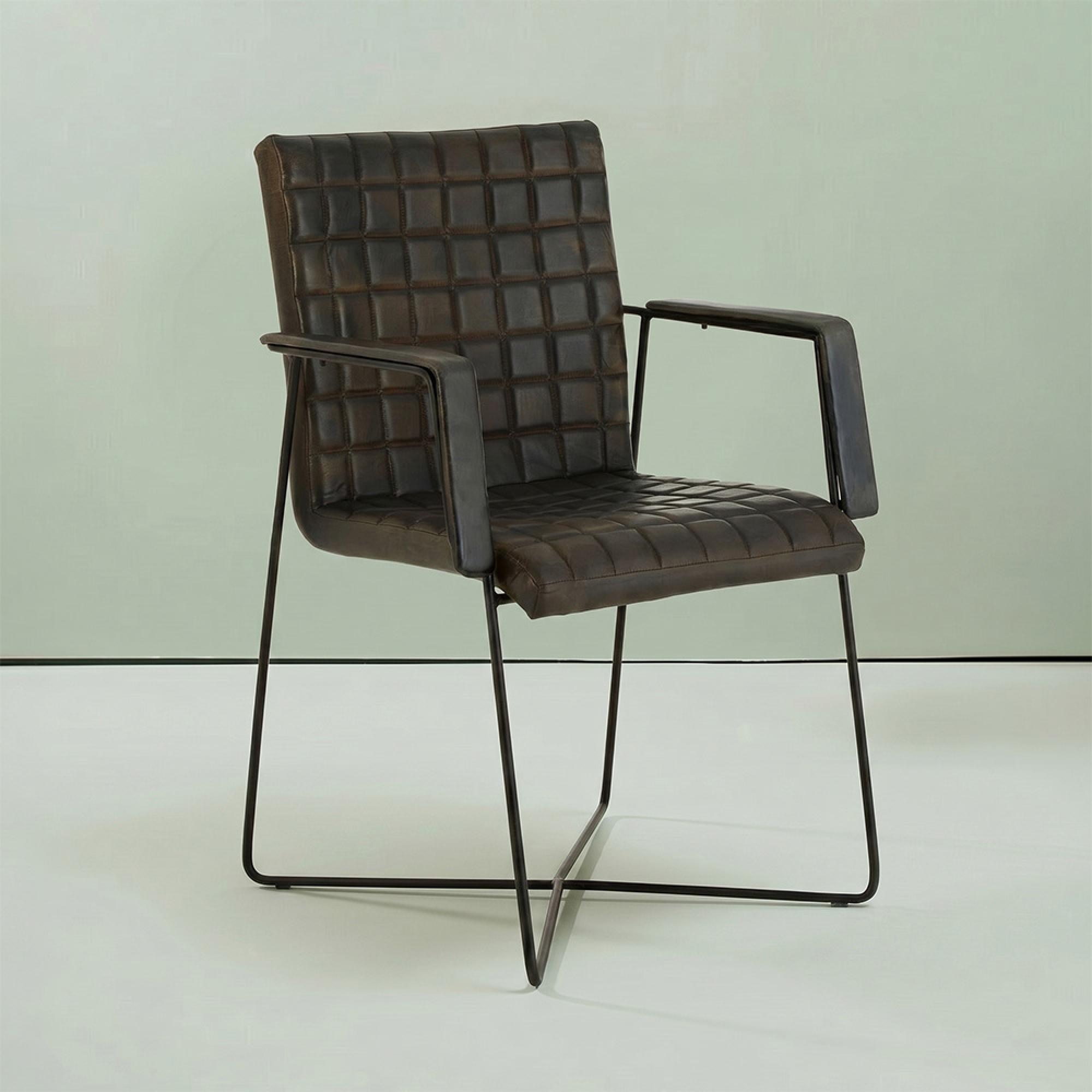 Buffalo Weave Chair - Grey - Leather with Metal