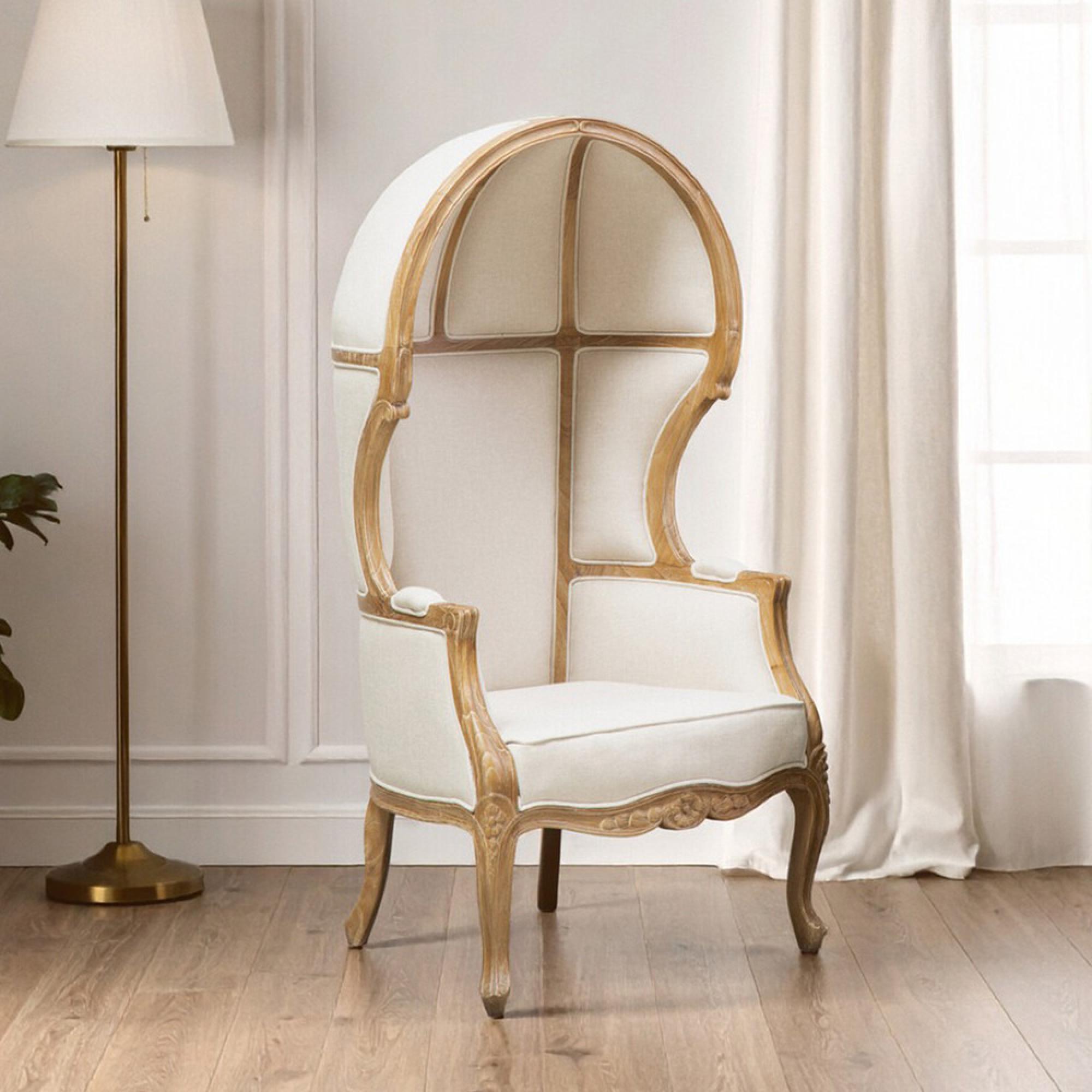 Cabra Dome Armchair - Cream Fabric with Wood Frame