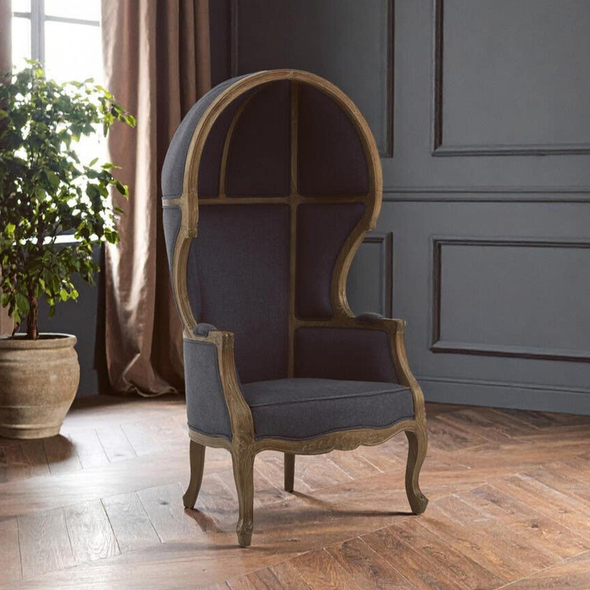 Cabra Dome Armchair - Graphite Grey Fabric with Wood Frame