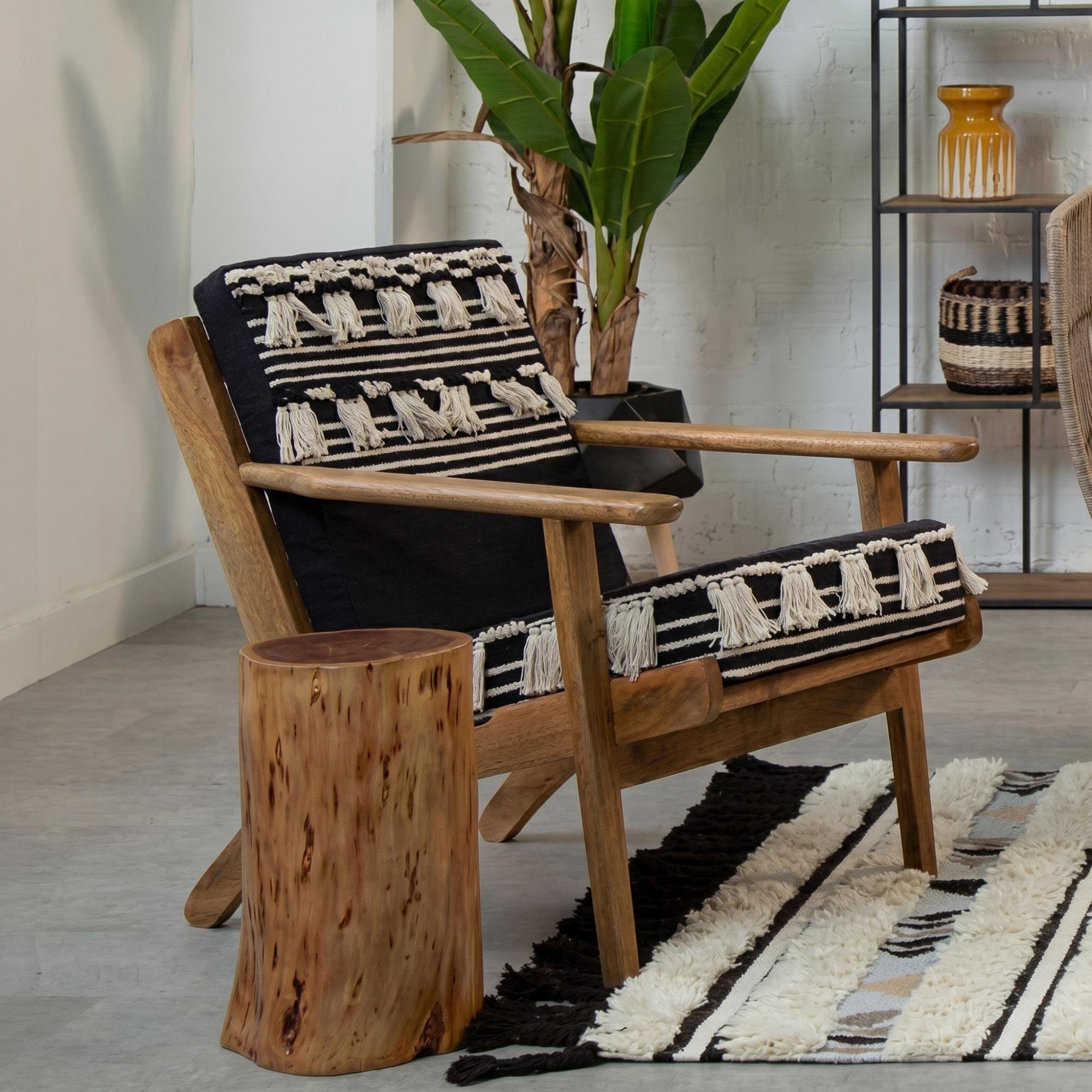 Cefena Lounge Chair - White and Black Fabric