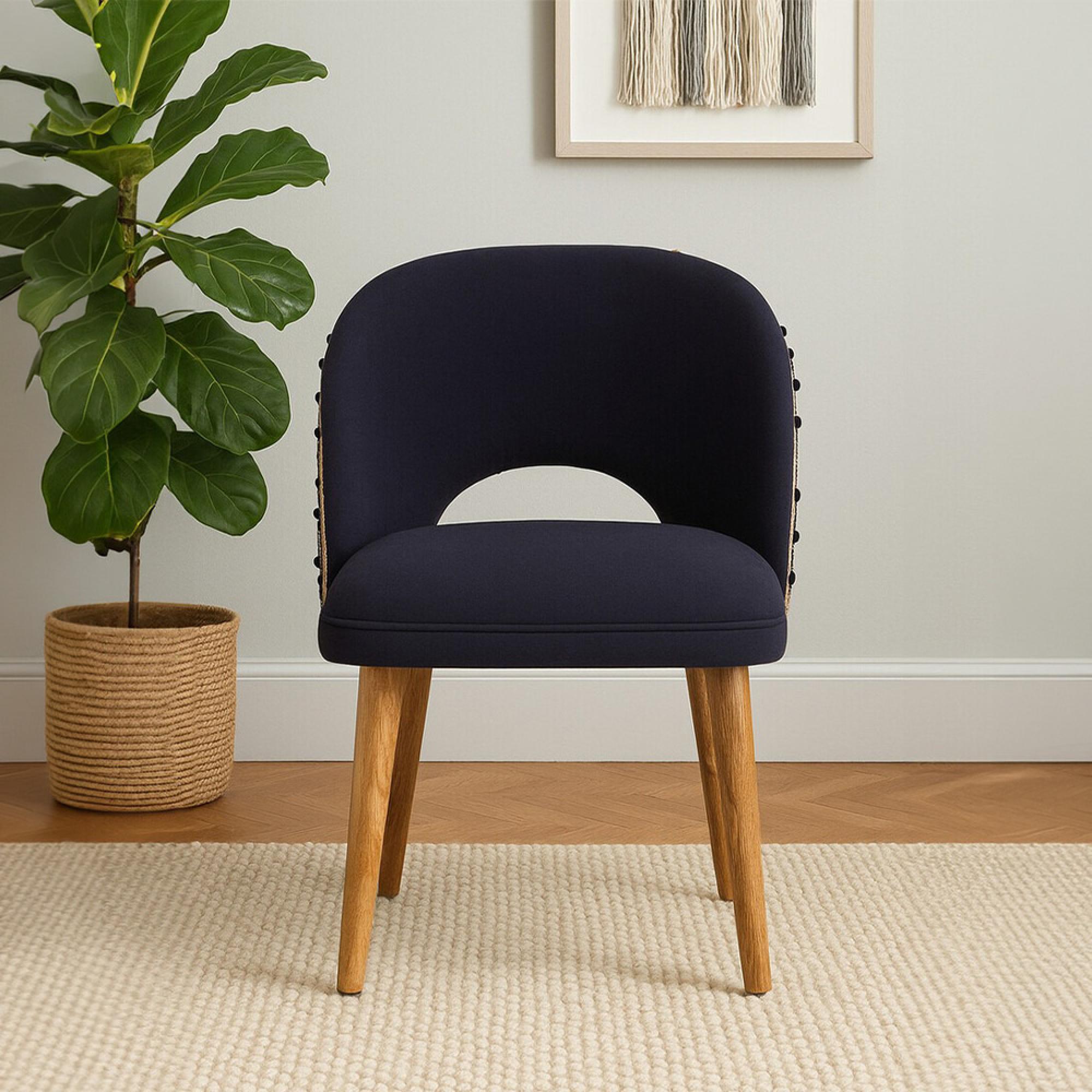 Cefena Moroccan Chair - Curved - Black Fabric