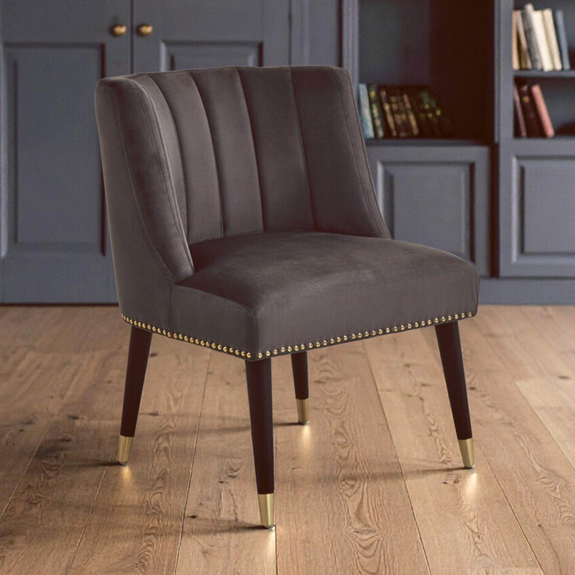 Doucet Chair - Grey Velvet Fabric
