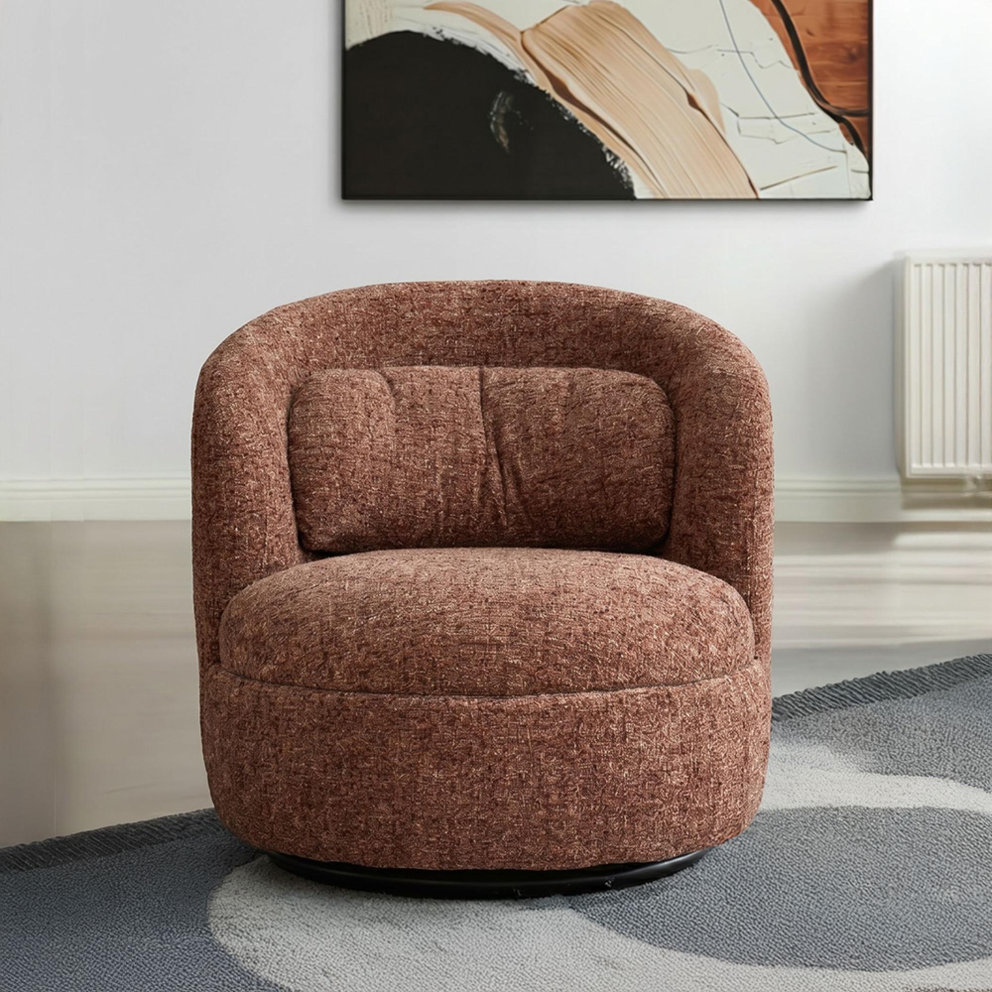Britt Swivel Chair - Curved Back - Bordeaux - Fabric