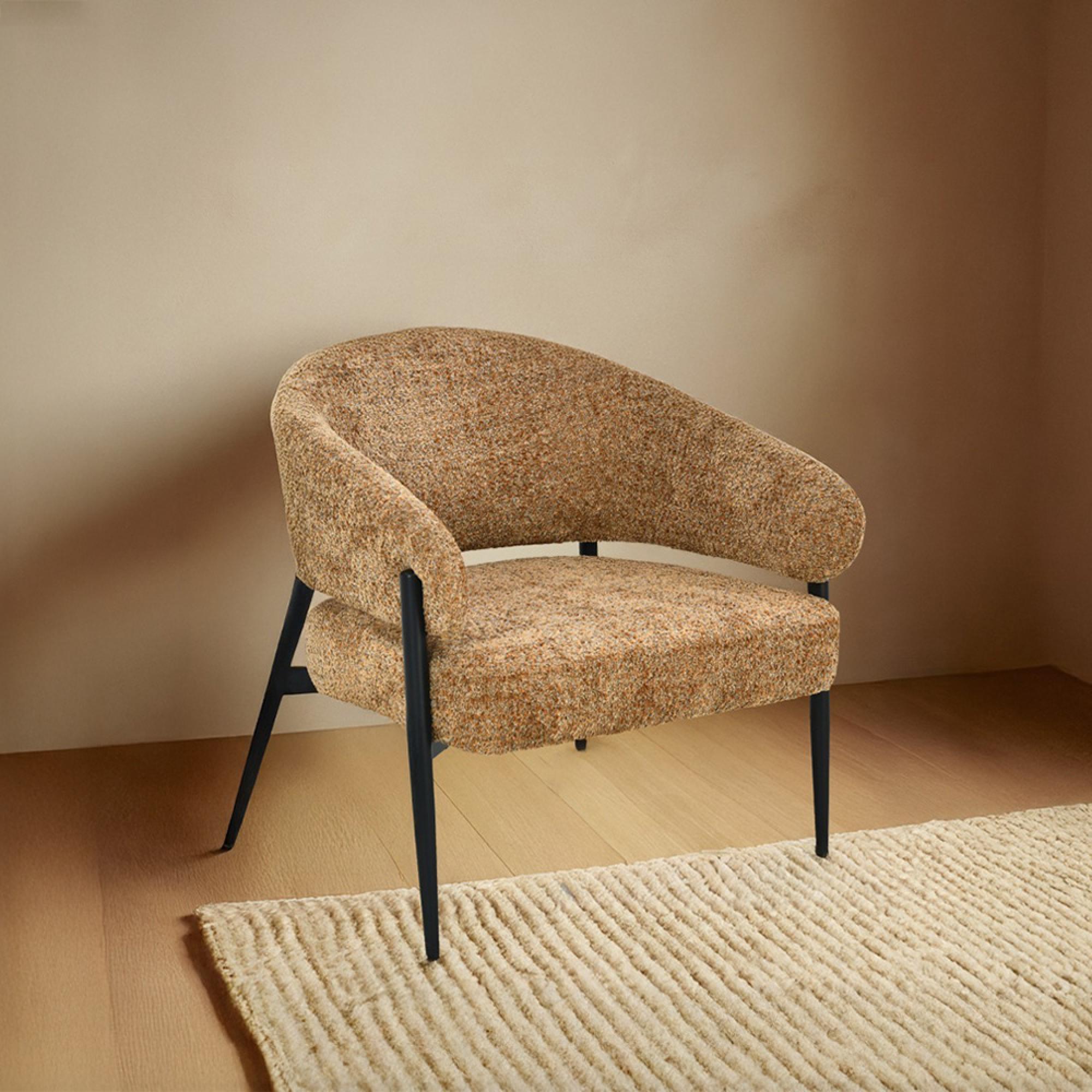 Dilan Armchair - Curved Back - Venga Cognac - Fabric and Metal