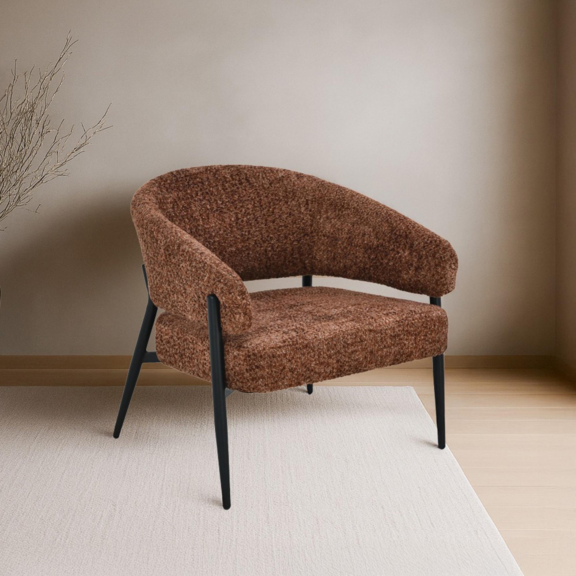 Dilan Armchair - Curved Back - Venga Hazel - Fabric and Metal