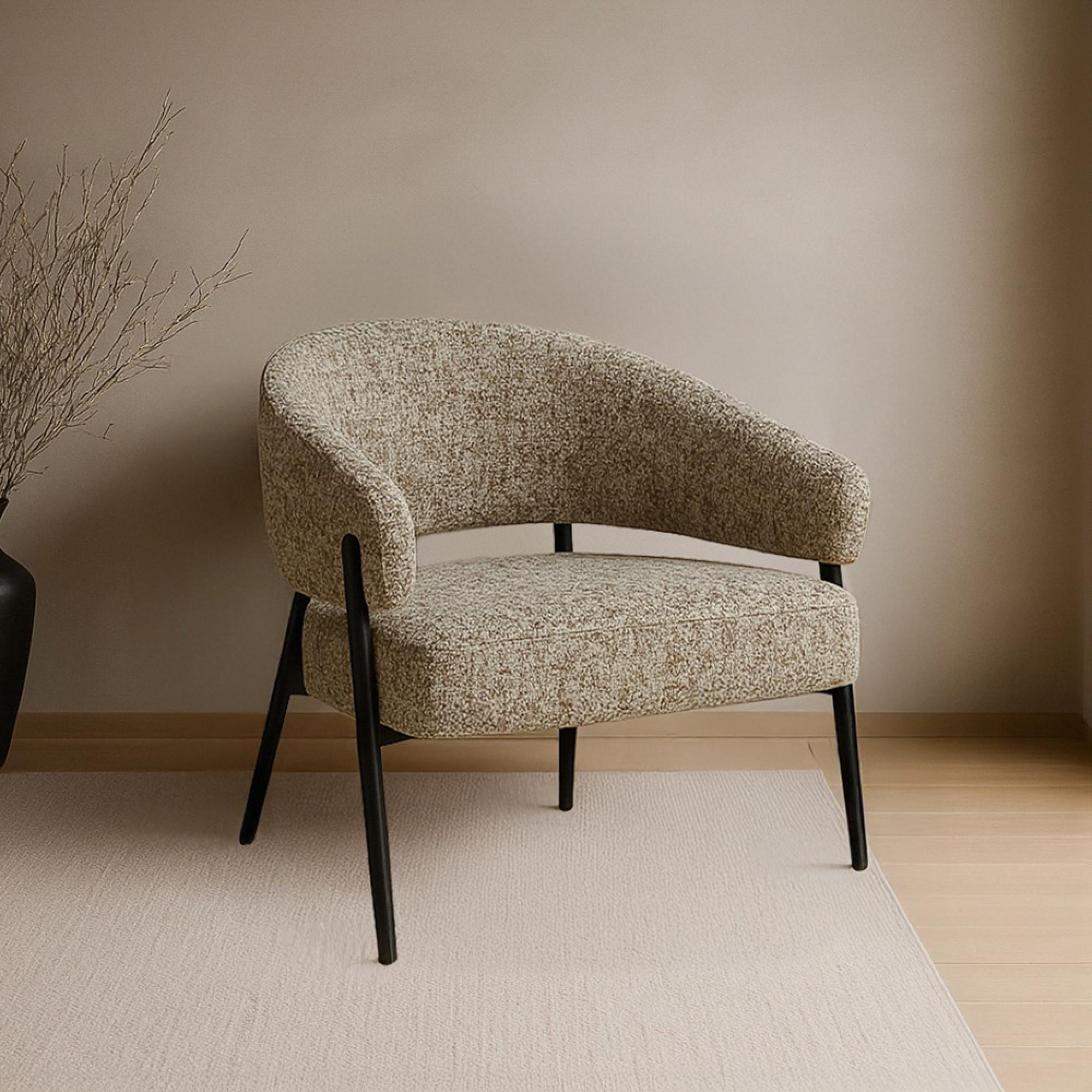 Dilan Armchair - Curved Back - Venga Liver - Fabric and Metal