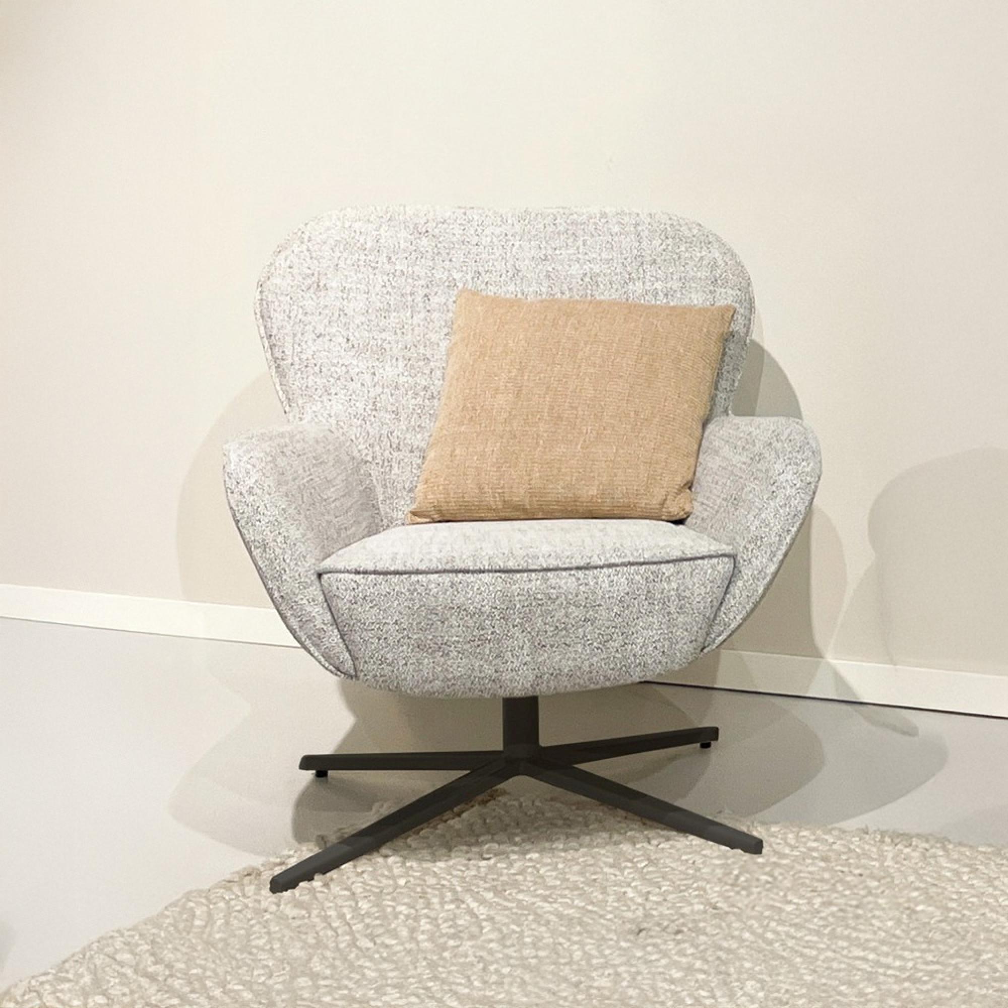 Sven Swivel Armchair - Wing Back - Bisque Oasis - Fabric and Metal