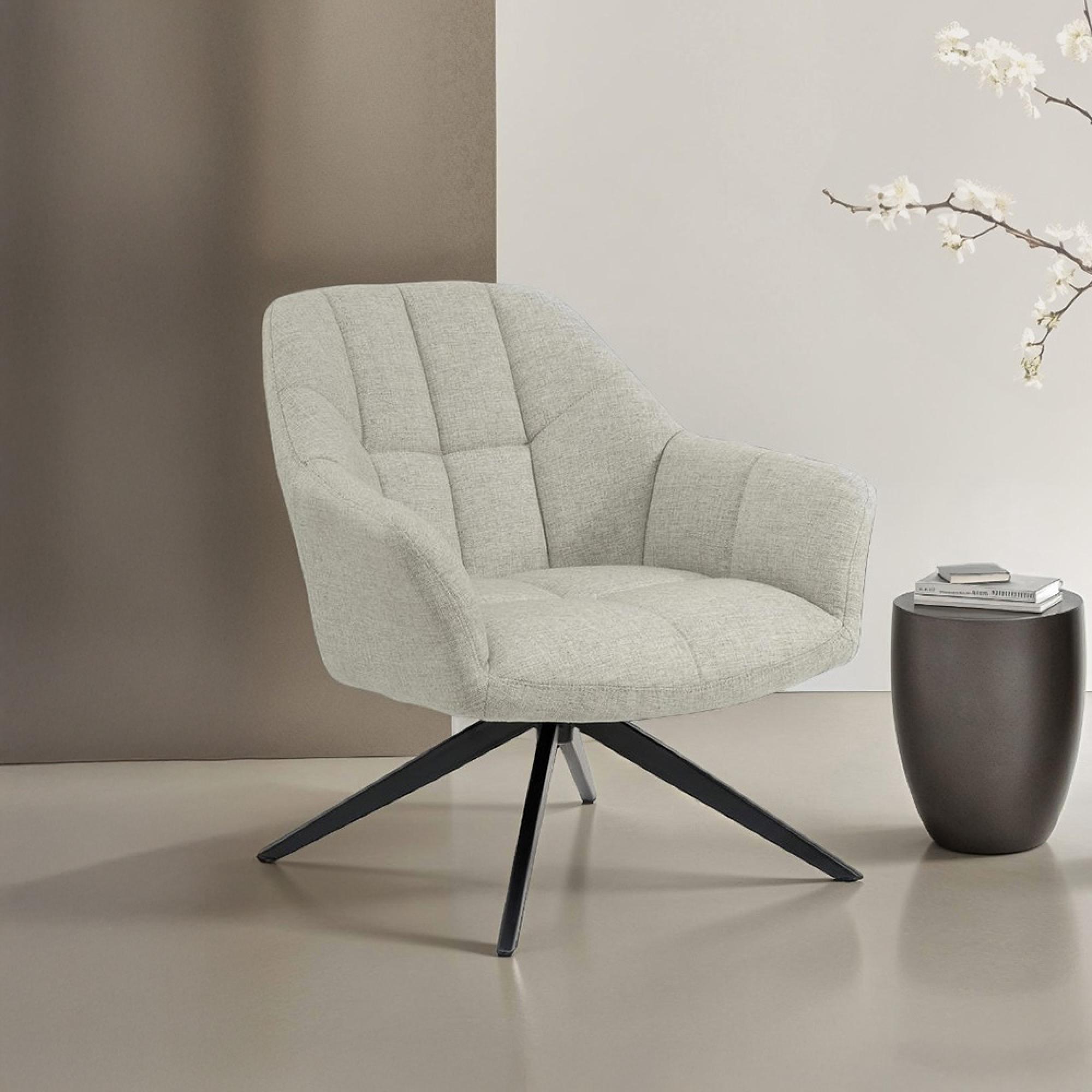 Tom Swivel Armchair - Sand - Fabric and Metal
