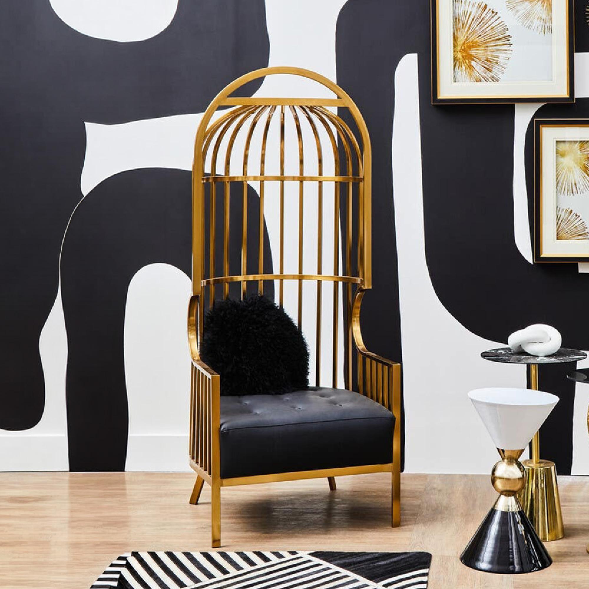 Eliza Chair - Brushed Gold Metal Frame with Dome Cage