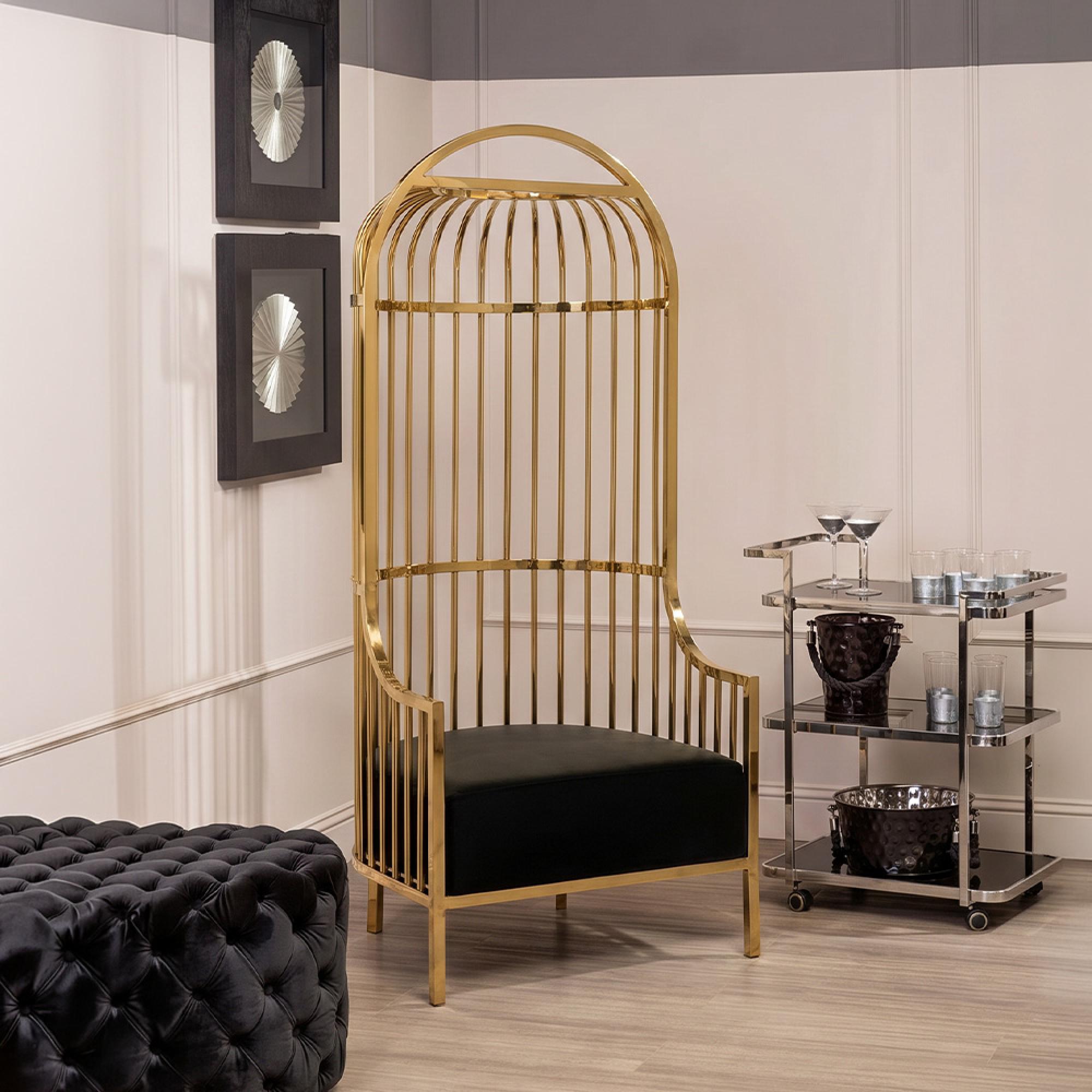 Eliza Chair - Gold Metal Frame with Dome Cage