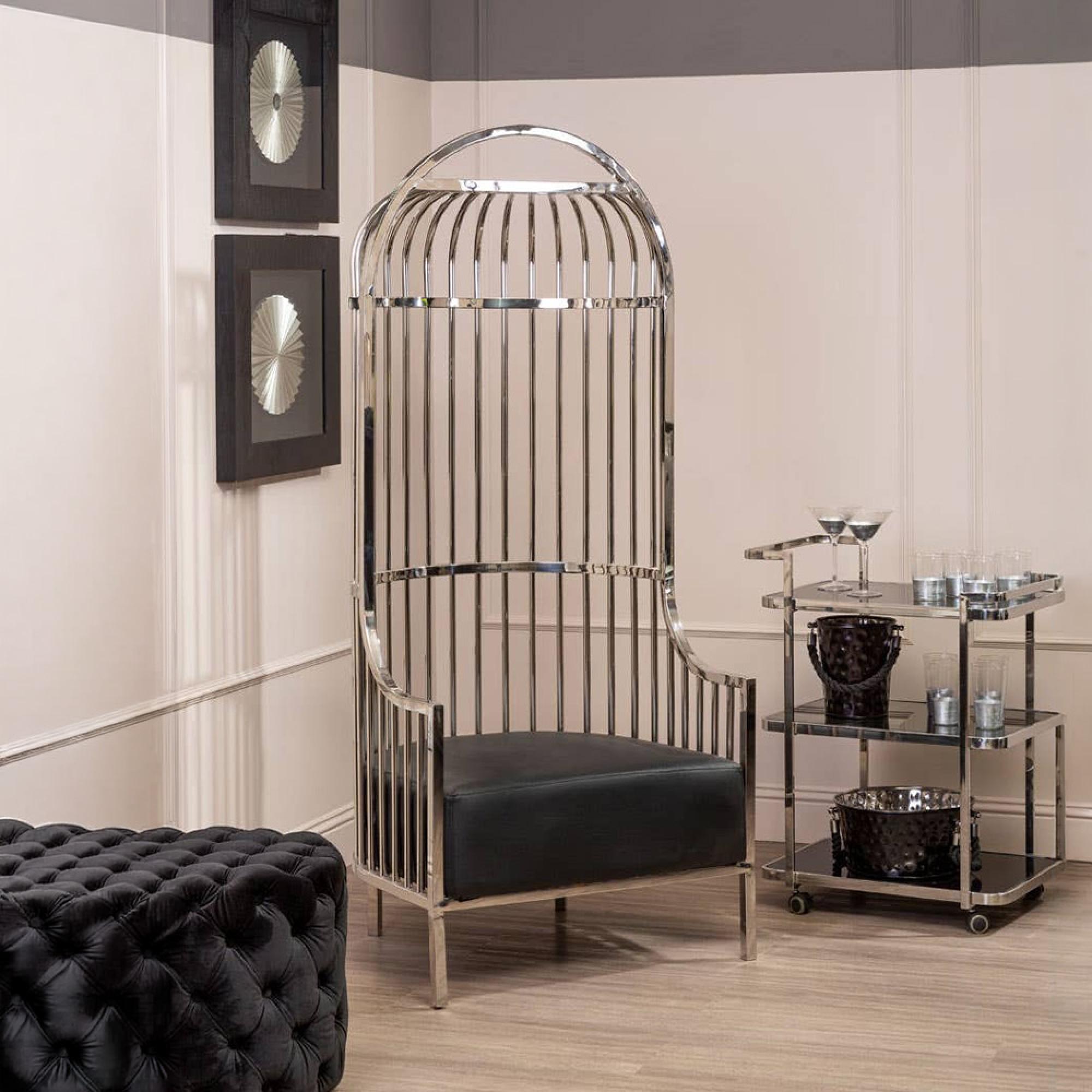 Eliza Chair - Silver Metal Frame with Dome Cage