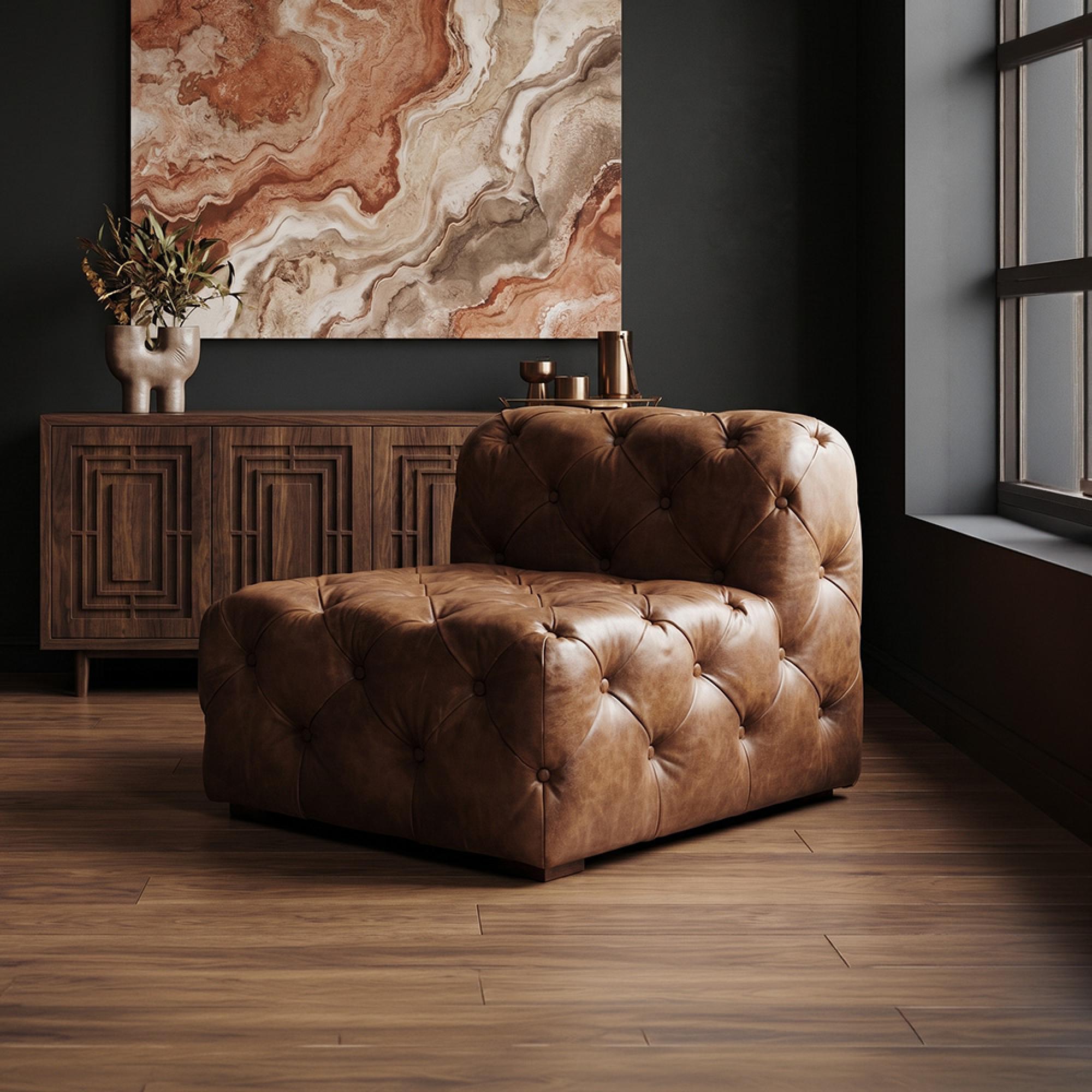 Hoxton Lounge Chair - Vintage Brown Tufted Leather