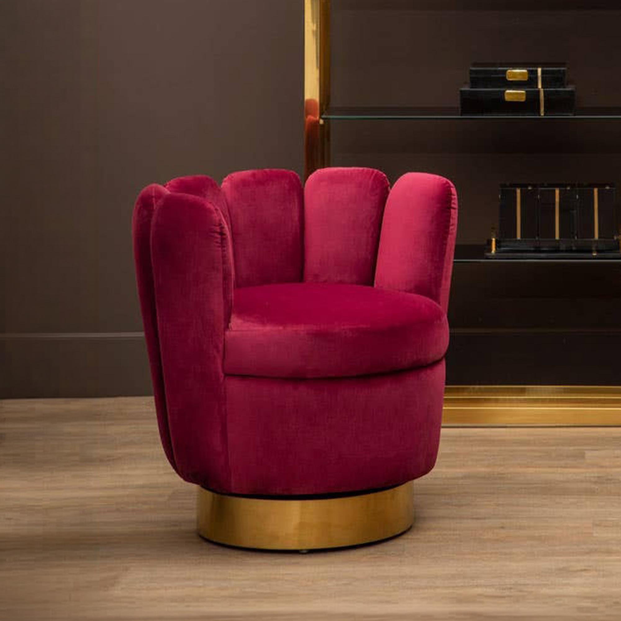 Beauly Accent Chair - Wine Velvet Fabric