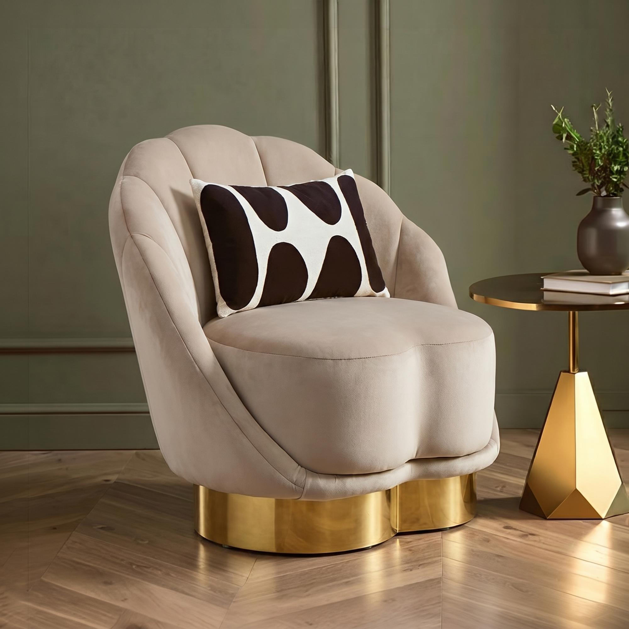 Biarritz Accent Chair - Mink Velvet Fabric
