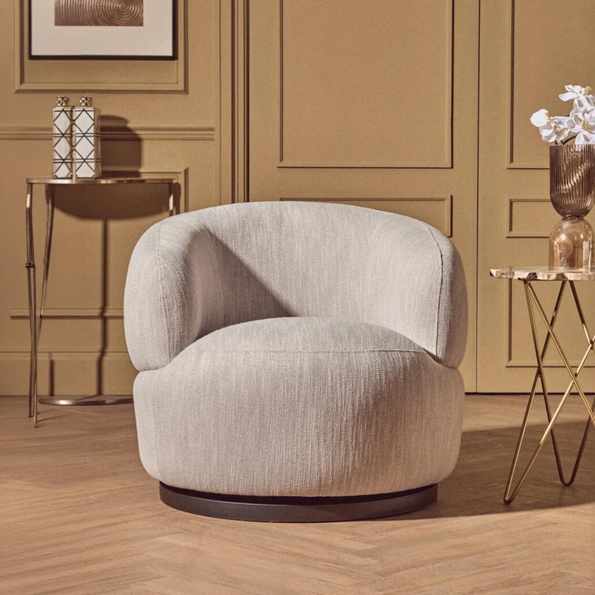 Bordo Swivel Chair - Curved - Grey Fabric