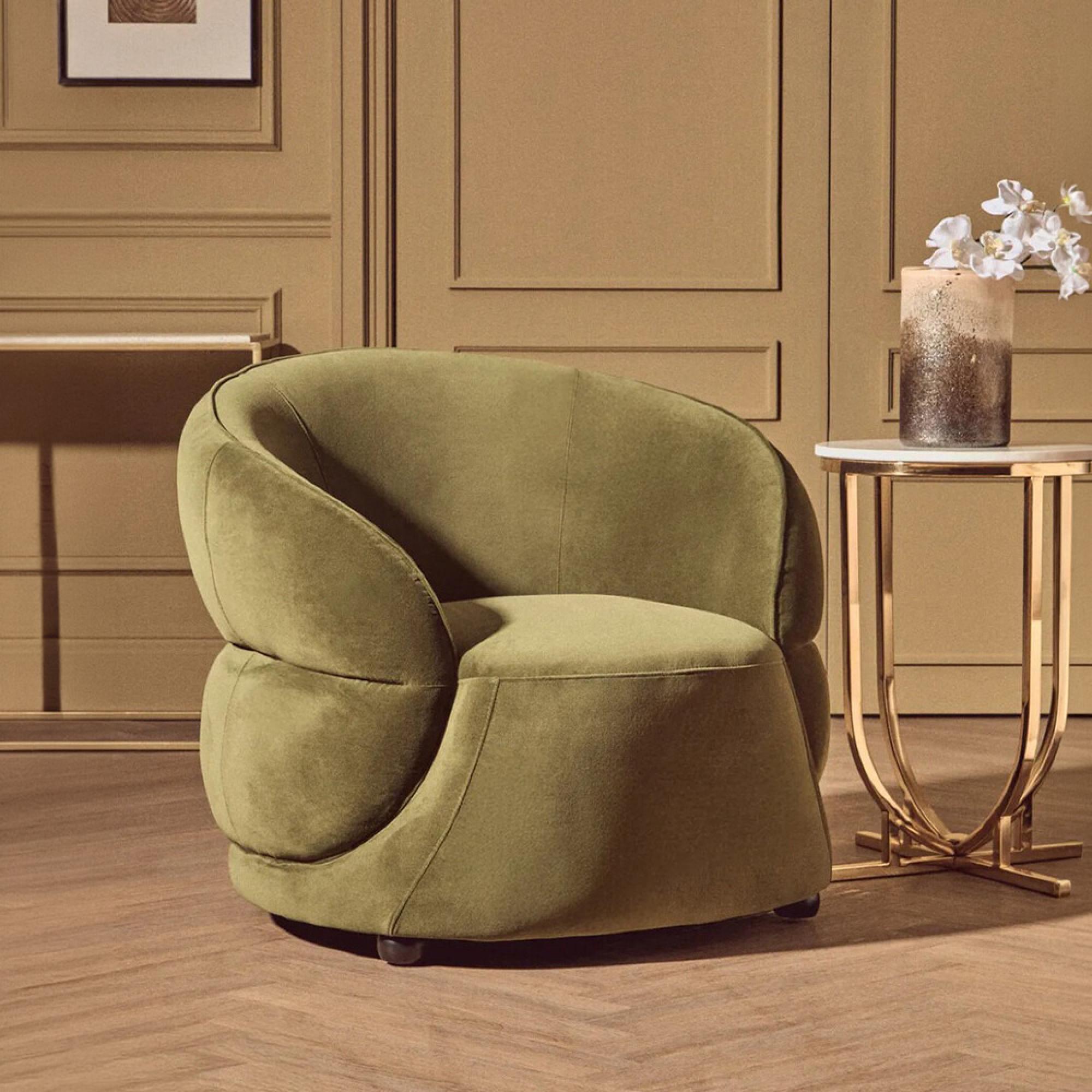 Darla Chair - Curved - Forest Green Velvet Fabric