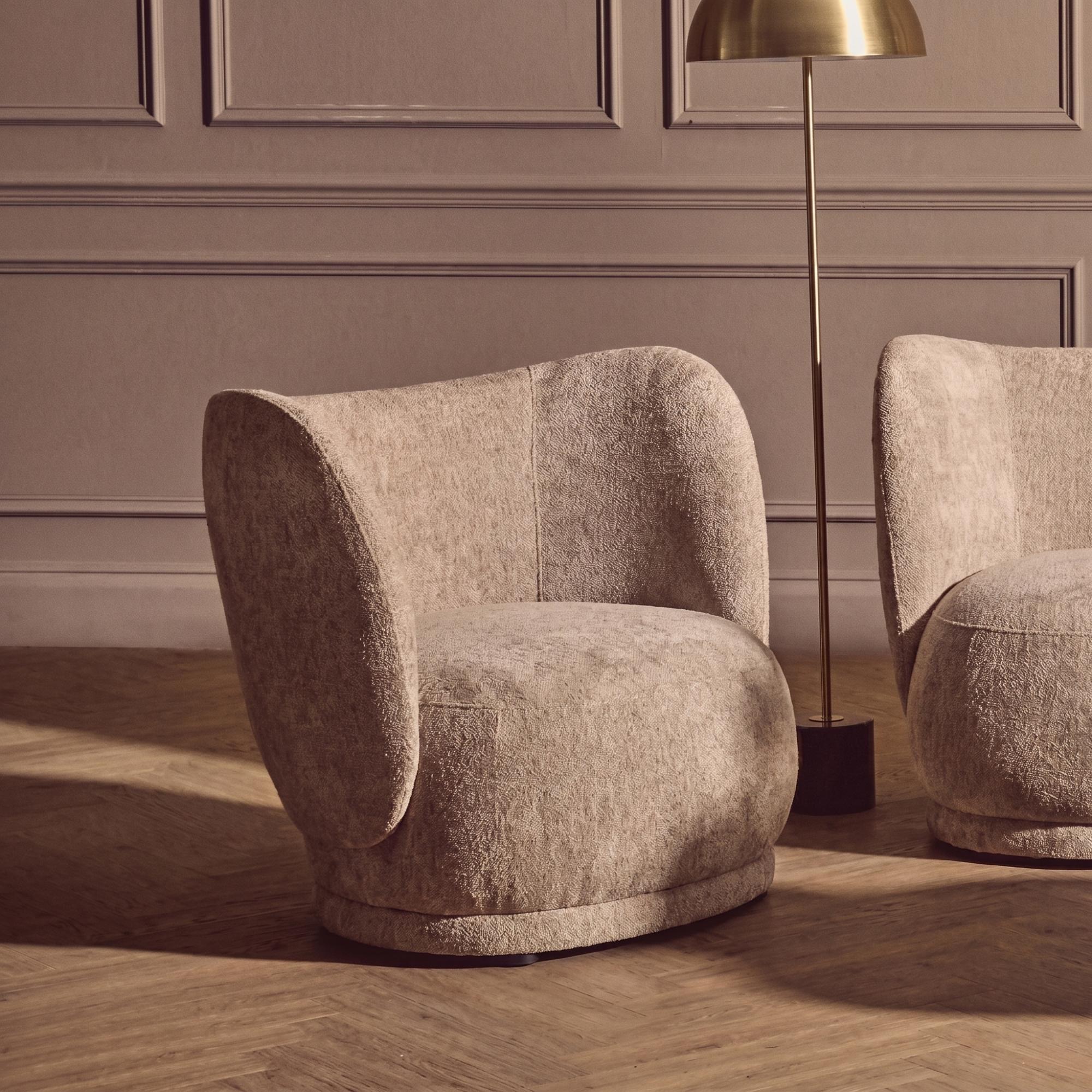 Delray Chair - Curved - Deep Stone Chenille Fabric