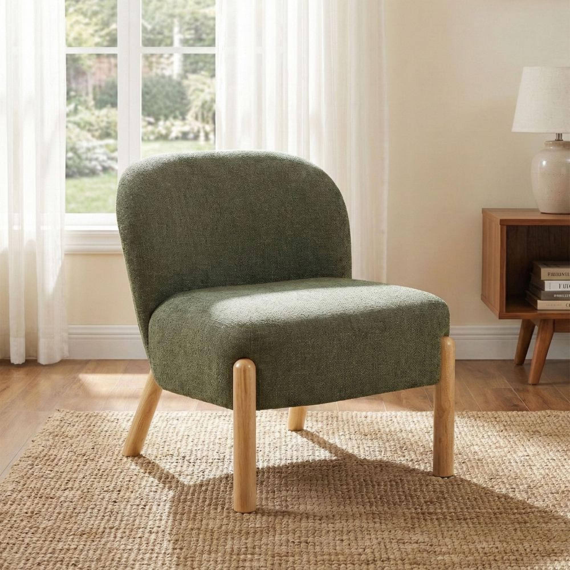 Alana Accent Armless Chair - Moss Green - Fabric and Wood