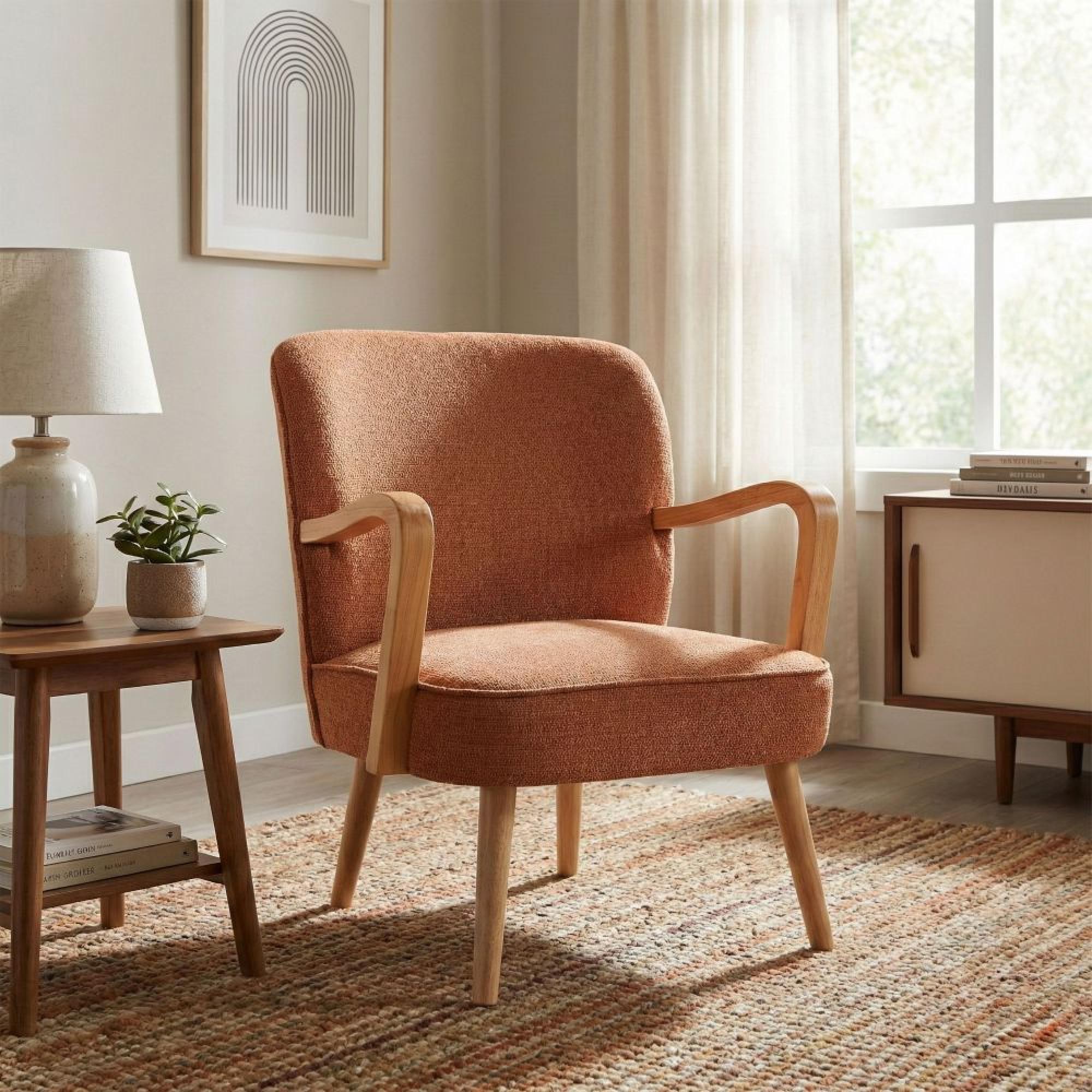 Eliza Accent Armchair - Copper - Fabric and Wood