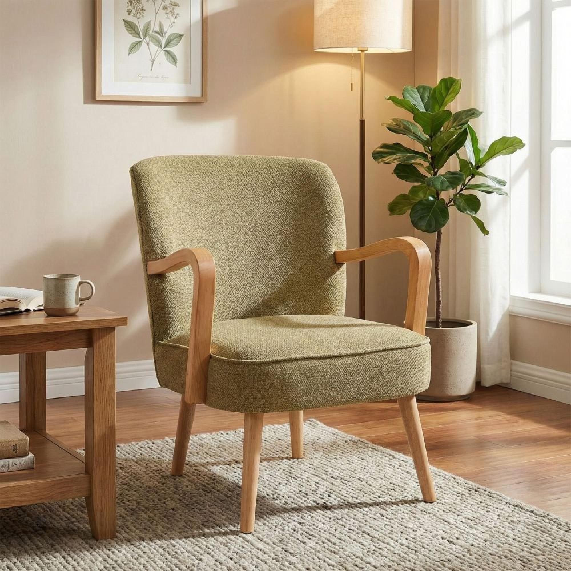 Eliza Accent Armchair - Forest Green - Fabric and Wood