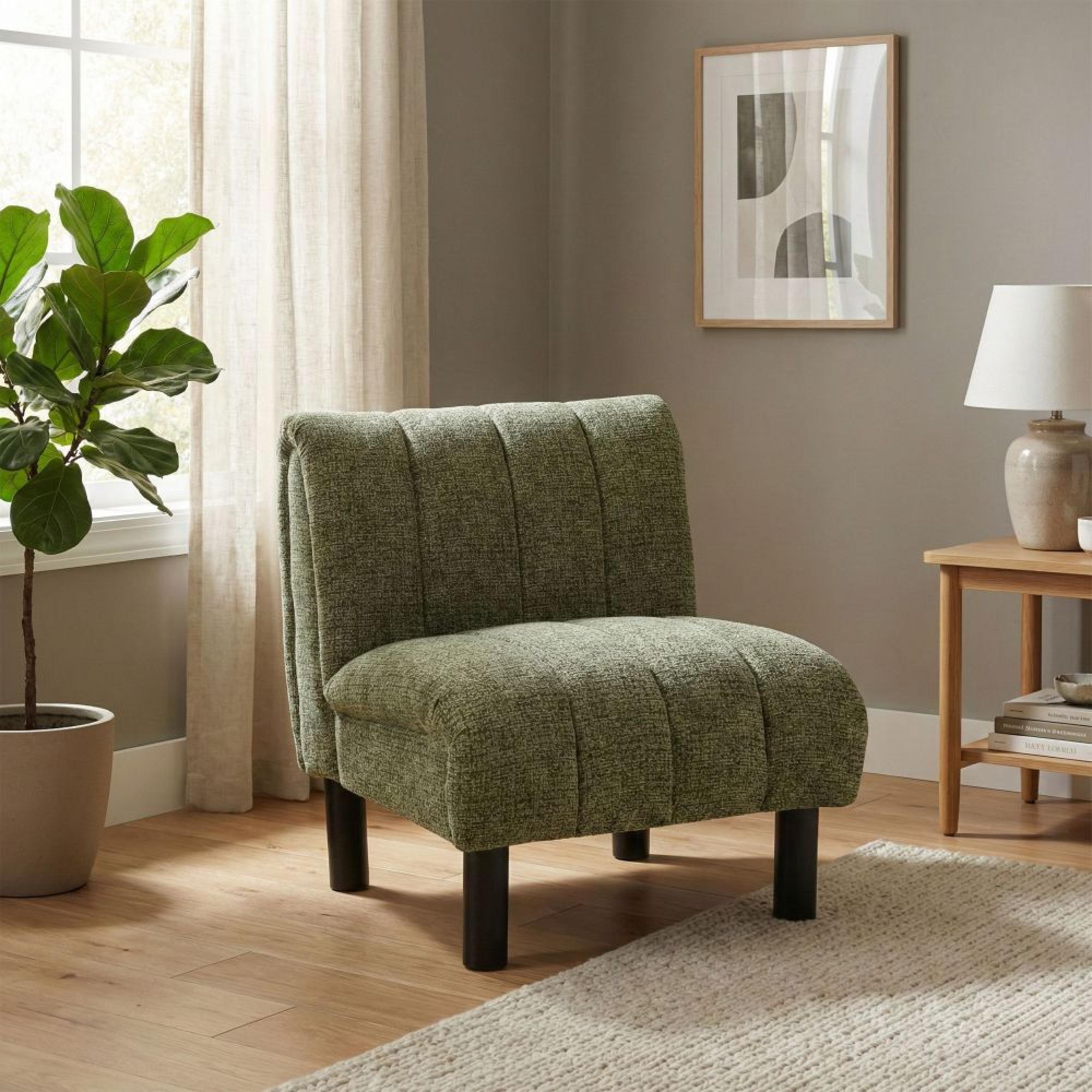 Lily Accent Armless Chair - Green - Fabric