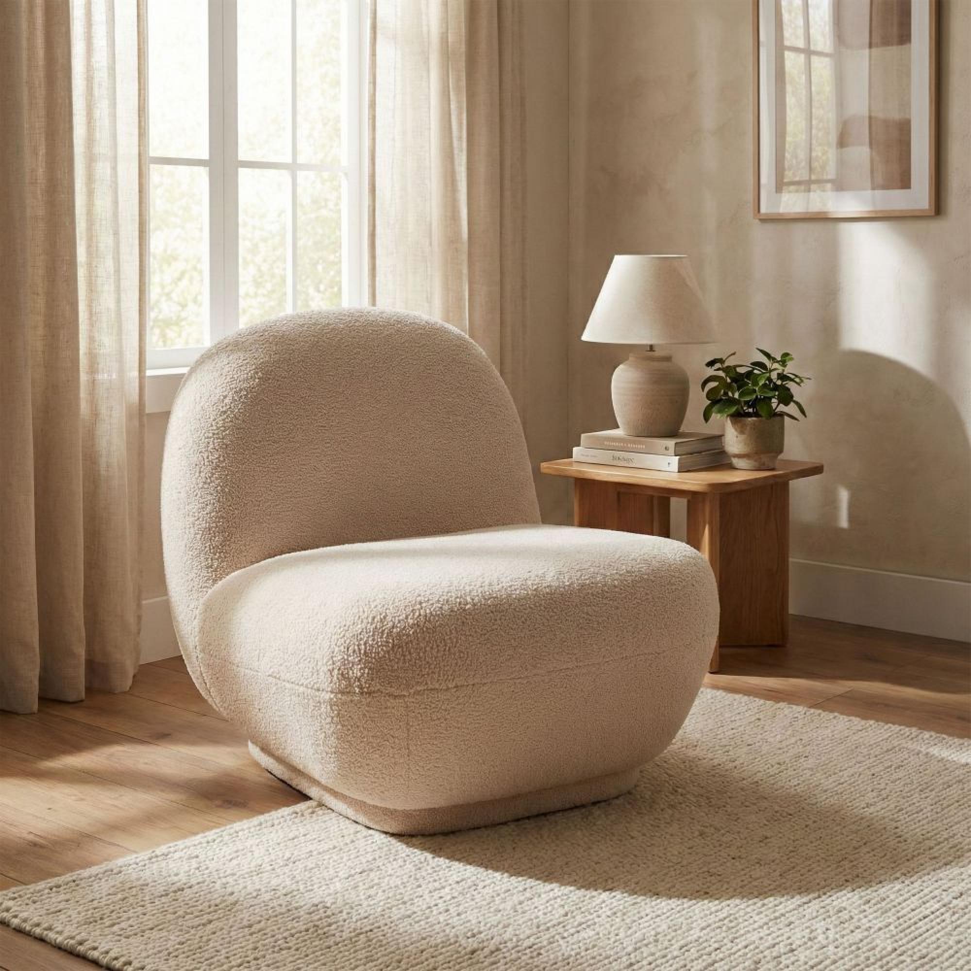 Maisie Accent Armless Chair - Beige - Fabric